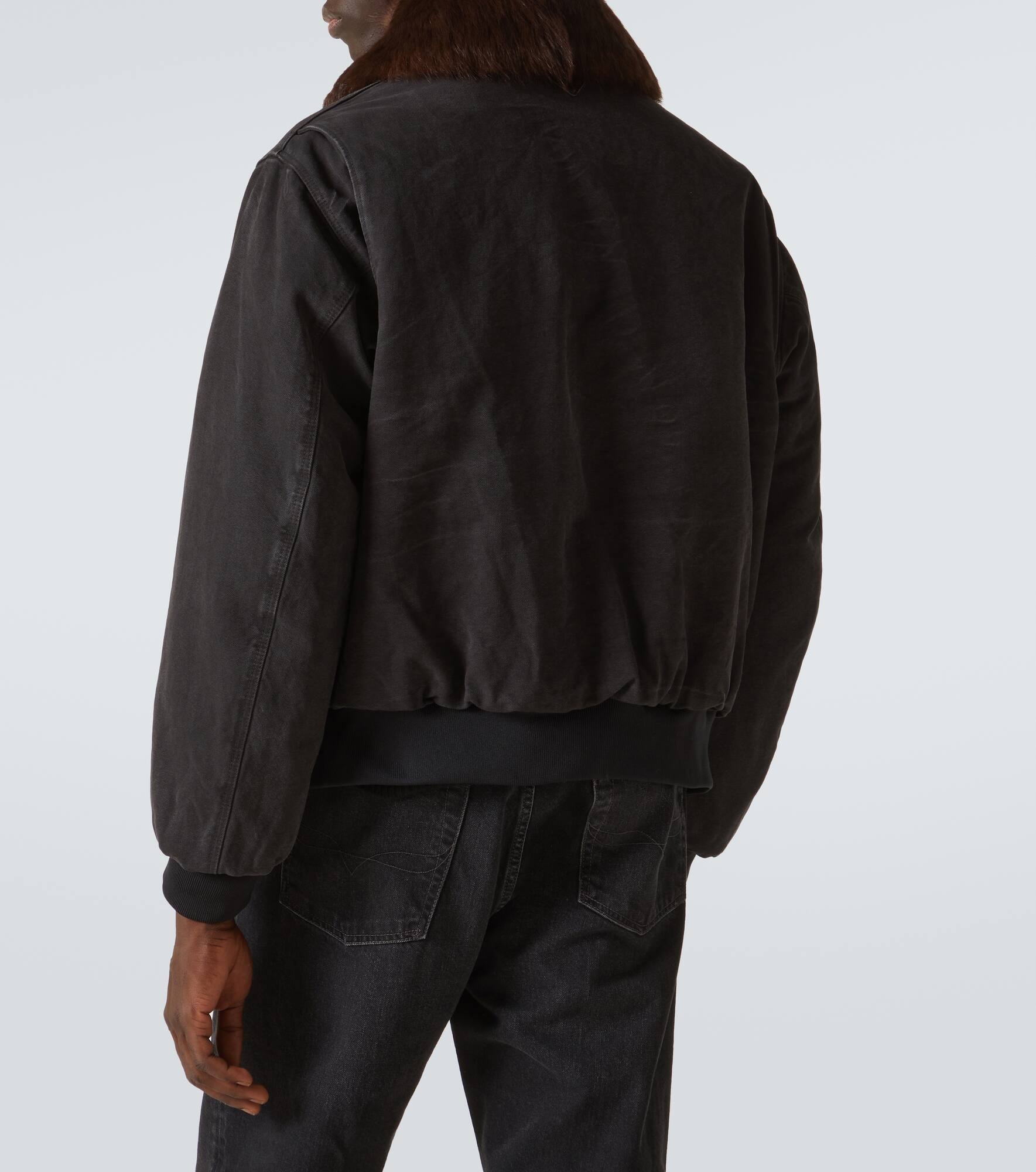 Shearling-trimmed cotton bomber jacket - 4