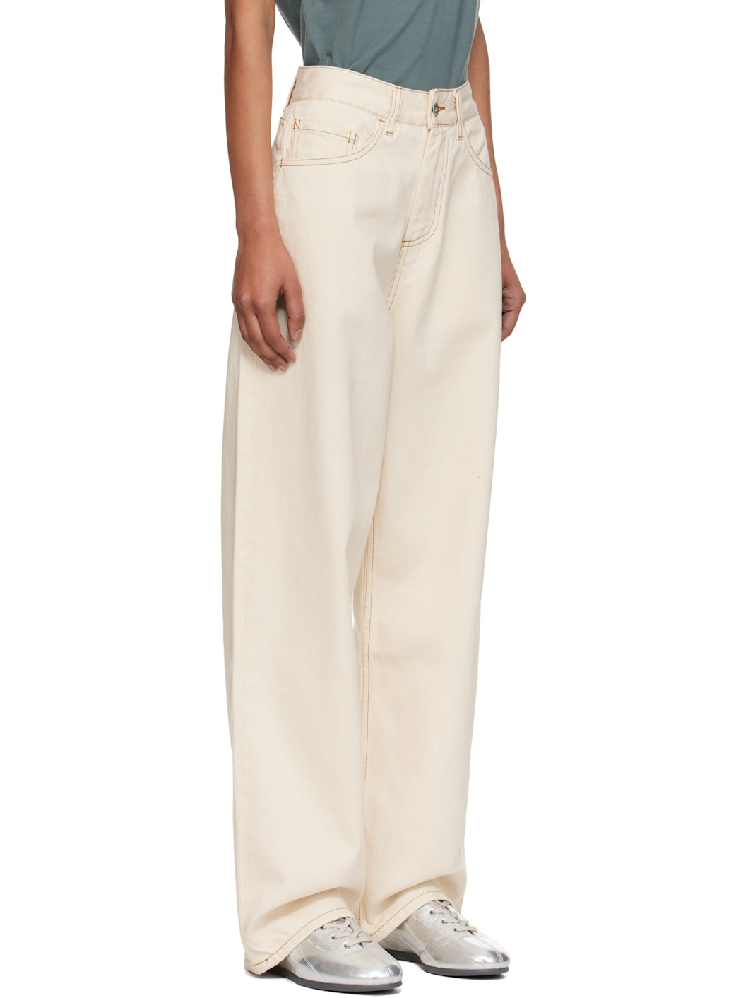Beige Earth Silver Jeans - 2