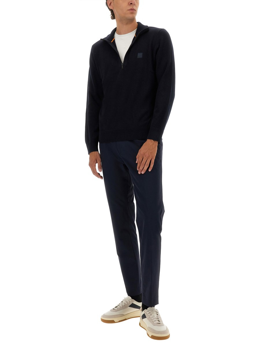 COTTON AND CASHMERE SWEATER WITH ZIPPER AND LOGO PATCH - 2