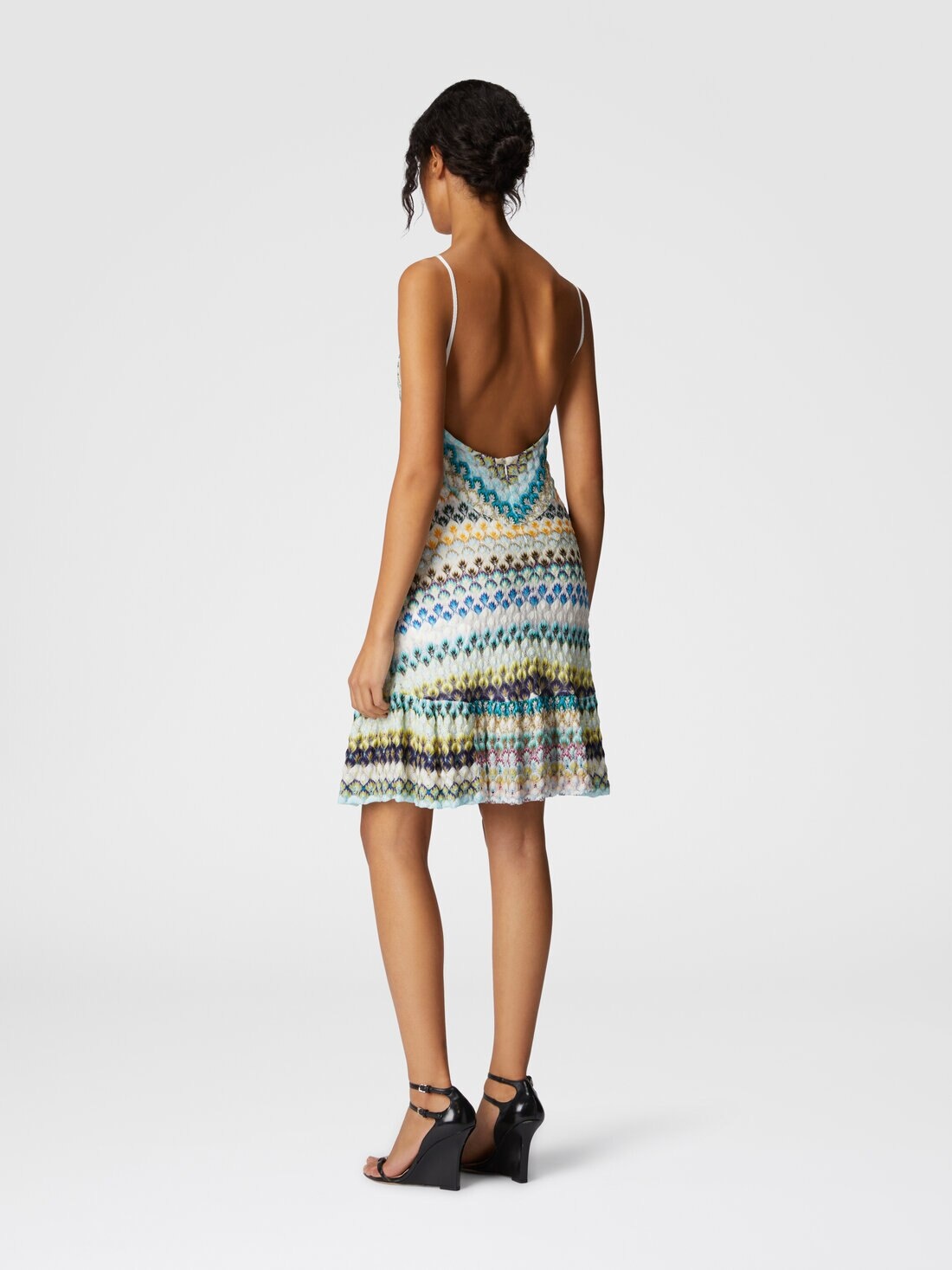 Sleeveless mini dress with lace tiered skirt - 3