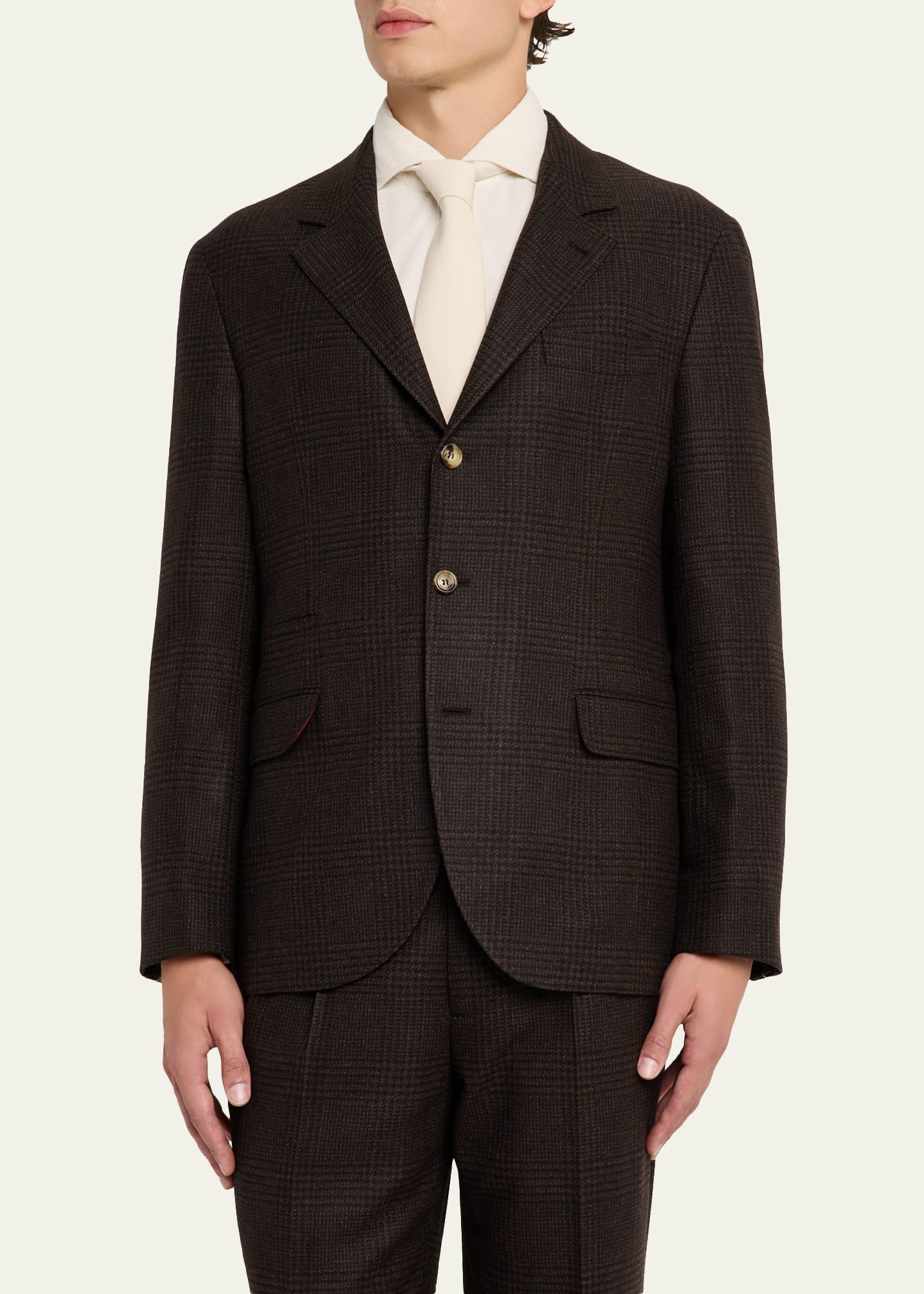 Men's Wool, Cashmere and Silk Prince of Wales Suit - 4