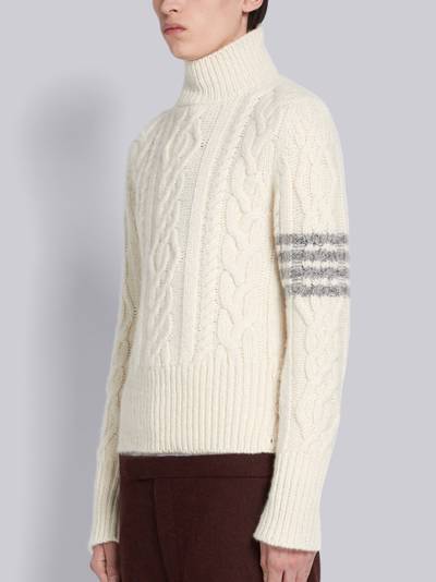 Thom Browne White Cashmere Aran Cable 4-bar Turtleneck outlook