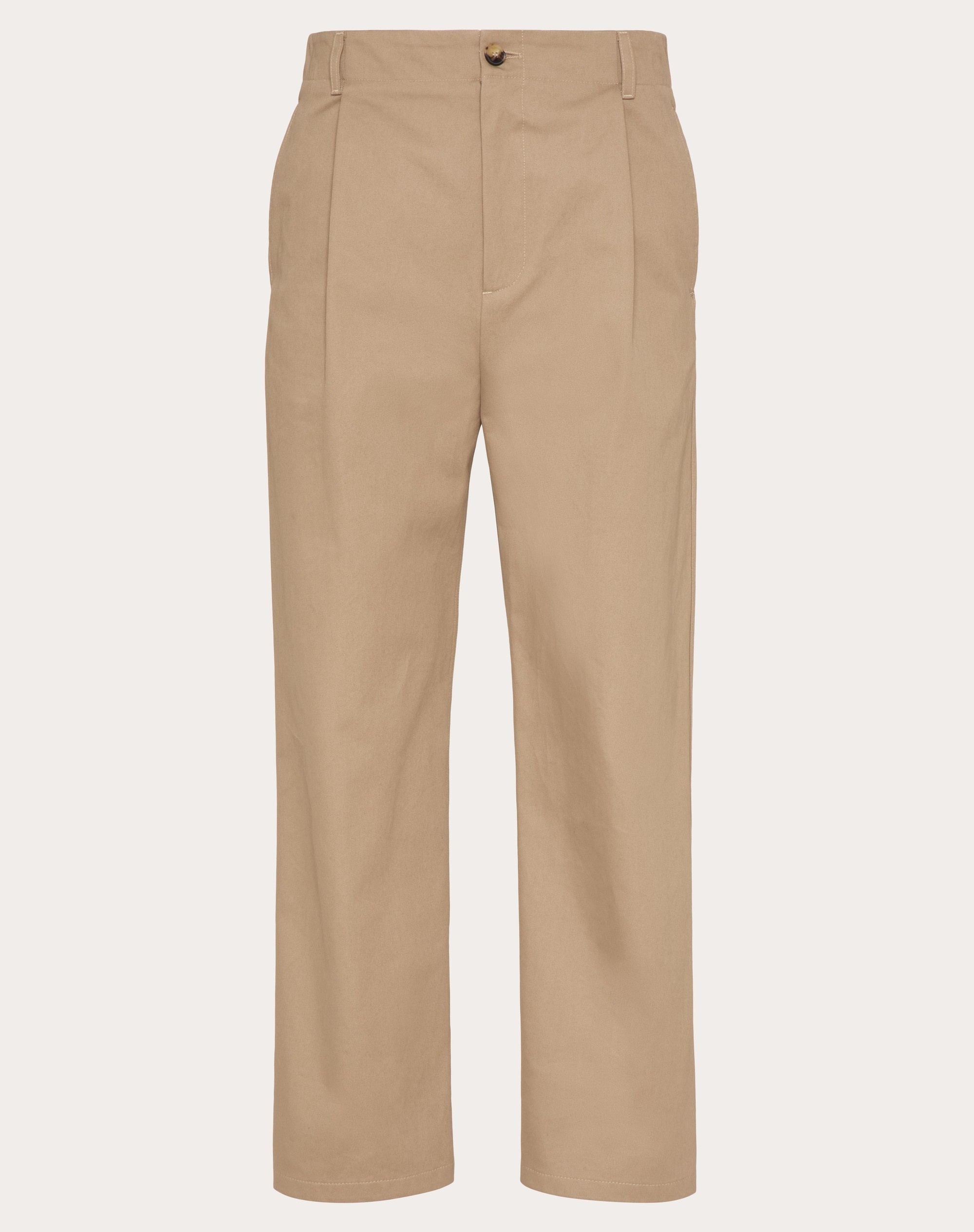 COTTON GABARDINE PANTS WITH MAISON VALENTINO LABEL - 1