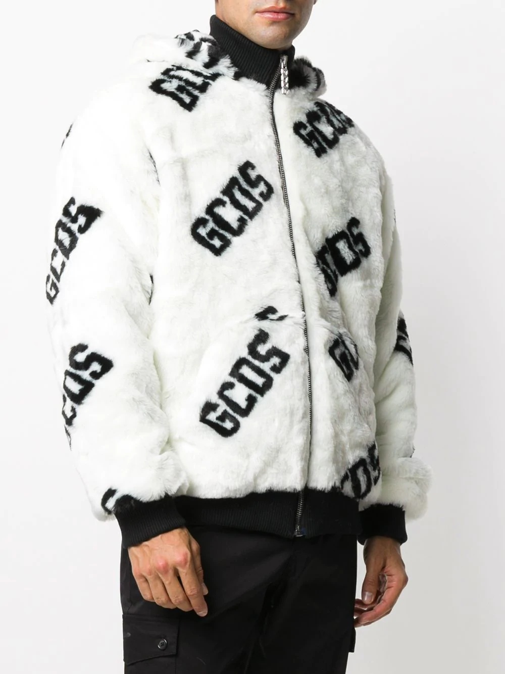 faux-fur logo hooded jacket - 3