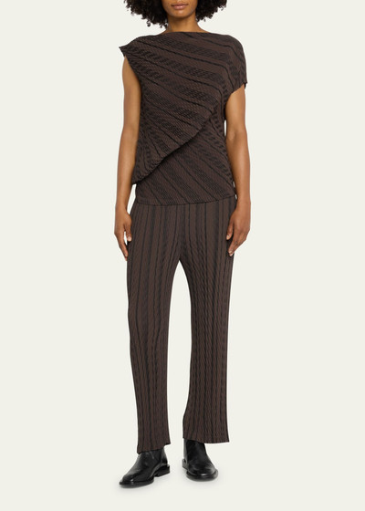 ISSEY MIYAKE Rope Stripe Pleats Cropped Pants outlook