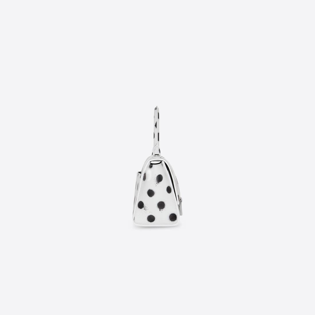 Women's Hourglass Small Handbag Sprayed Polka Dots Printed Box in White - 3