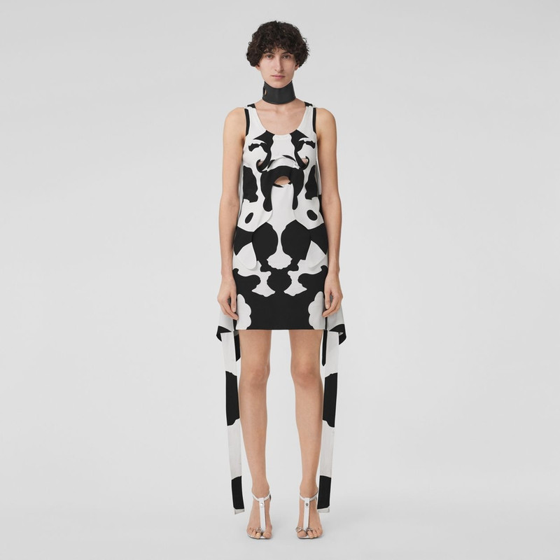 Burberry Cow Print Silk Crepe de Chine Dress outlook
