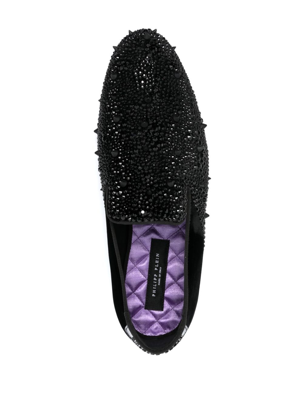 rhinestone-embellished velvet loafers - 4