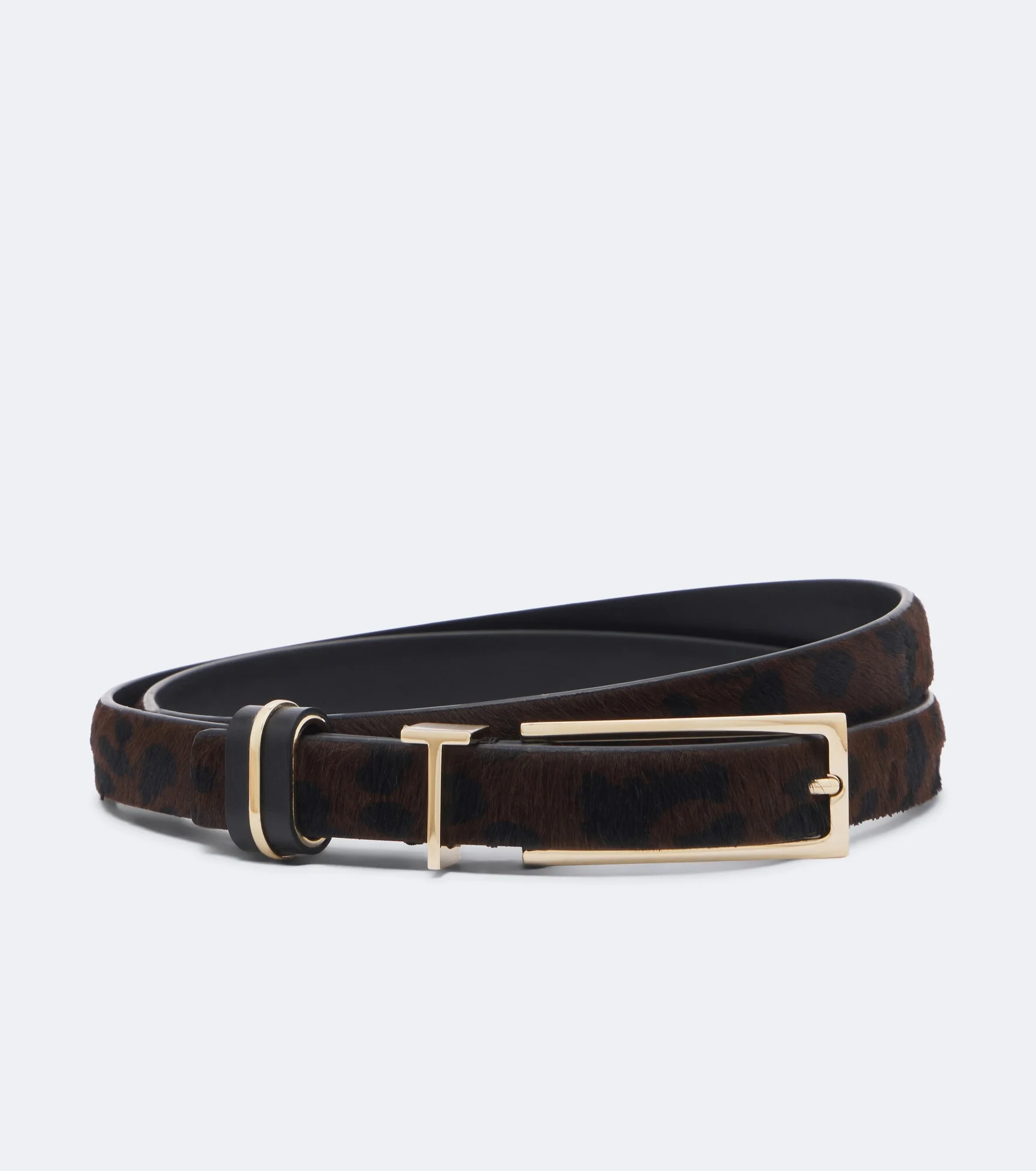 Leopard-print calf hair belt - 1