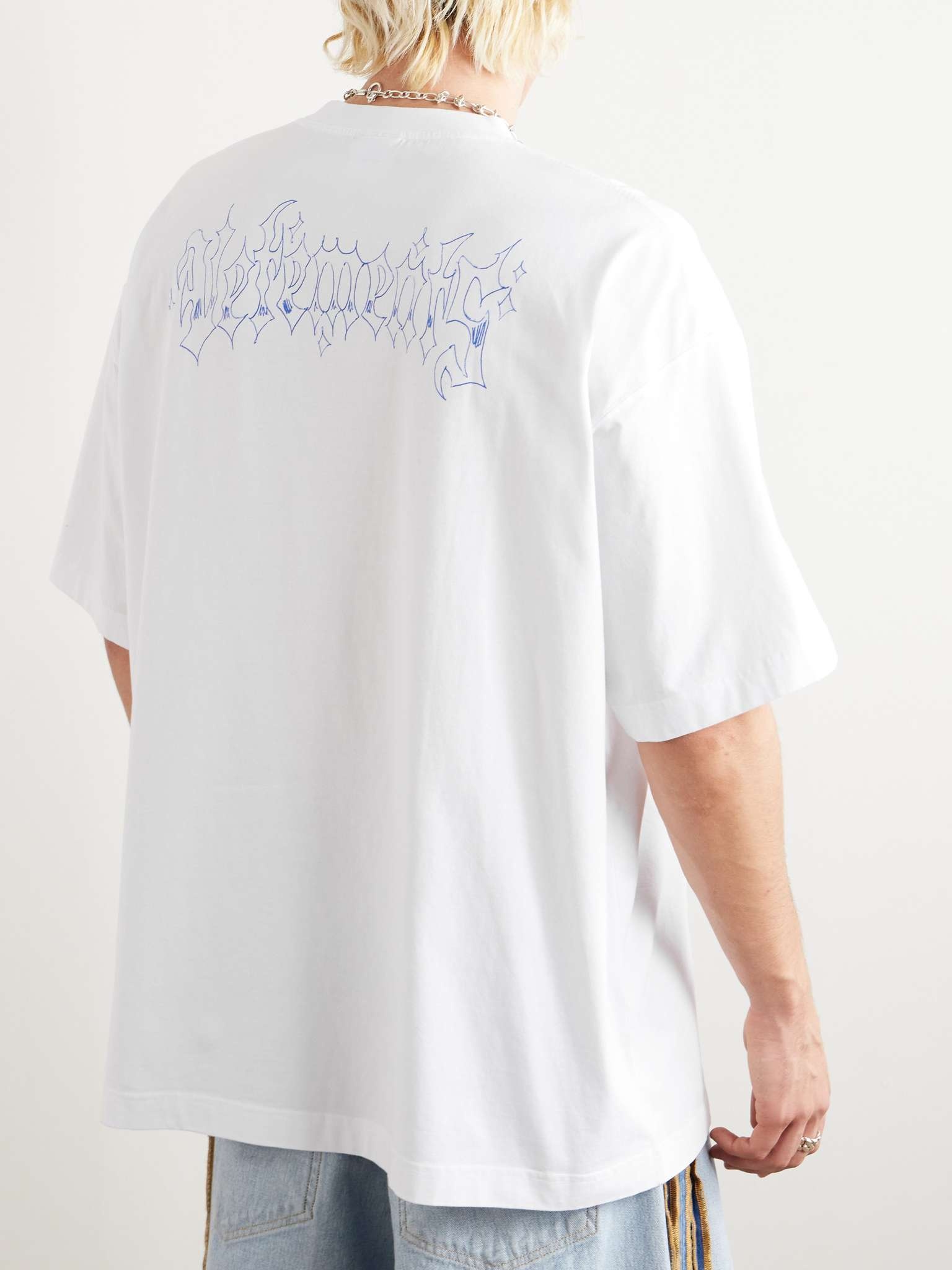 VETEMENTS Scribbled Teen Oversized Logo-Print Cotton-Jersey