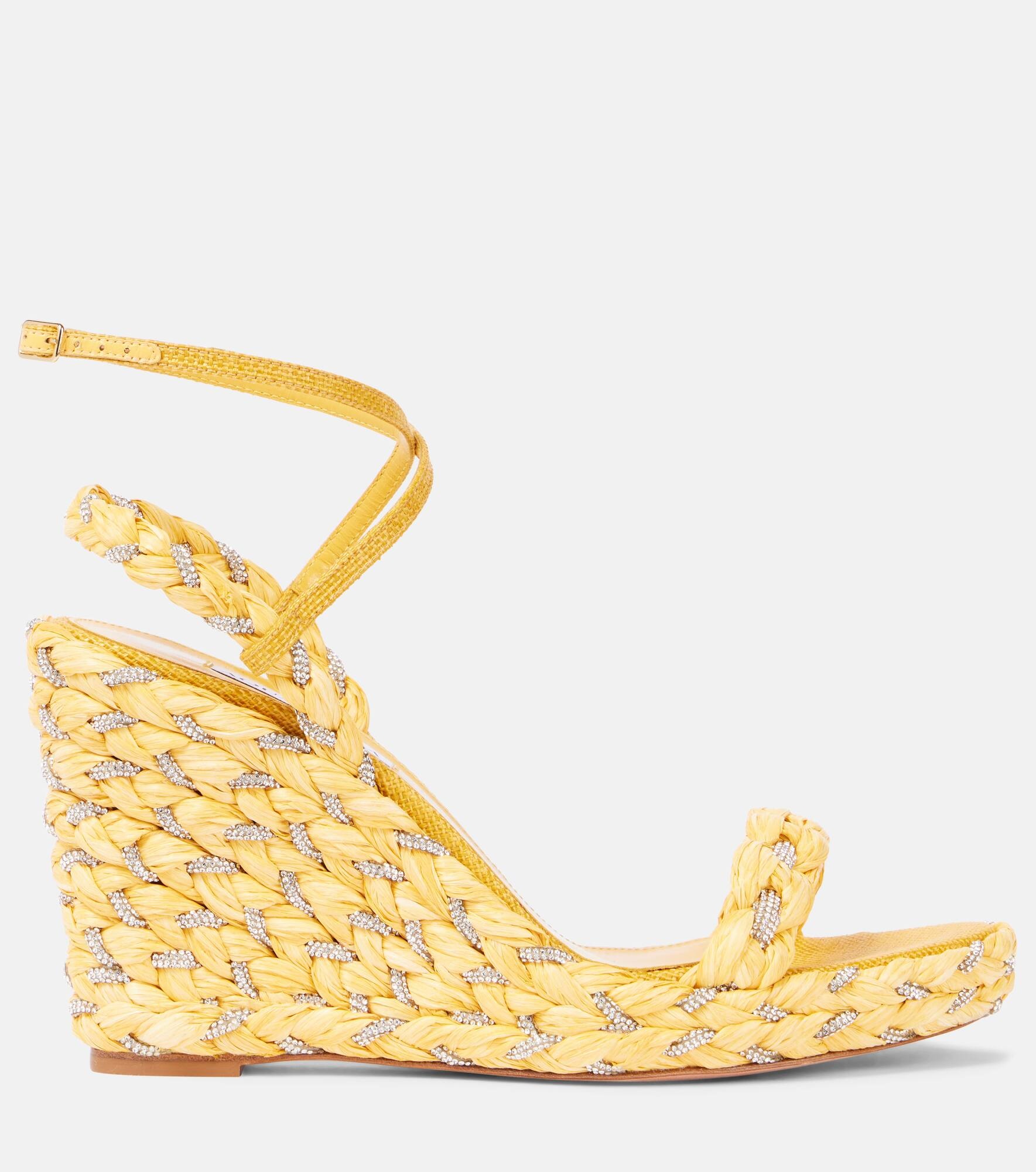 Costiera Crystal raffia wedge sandals - 4