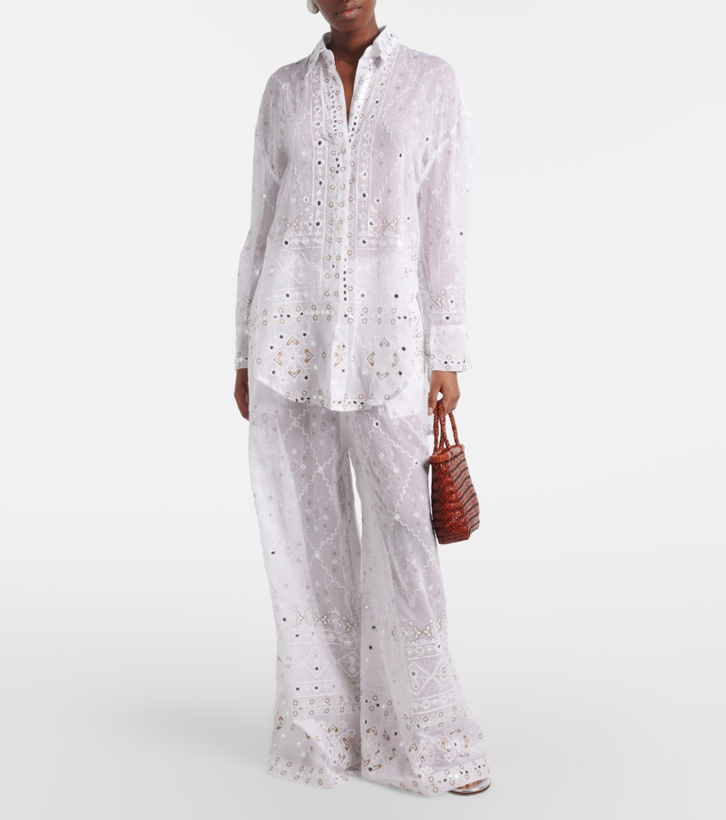 juliet dunn Embellished cotton wide-leg pants outlook
