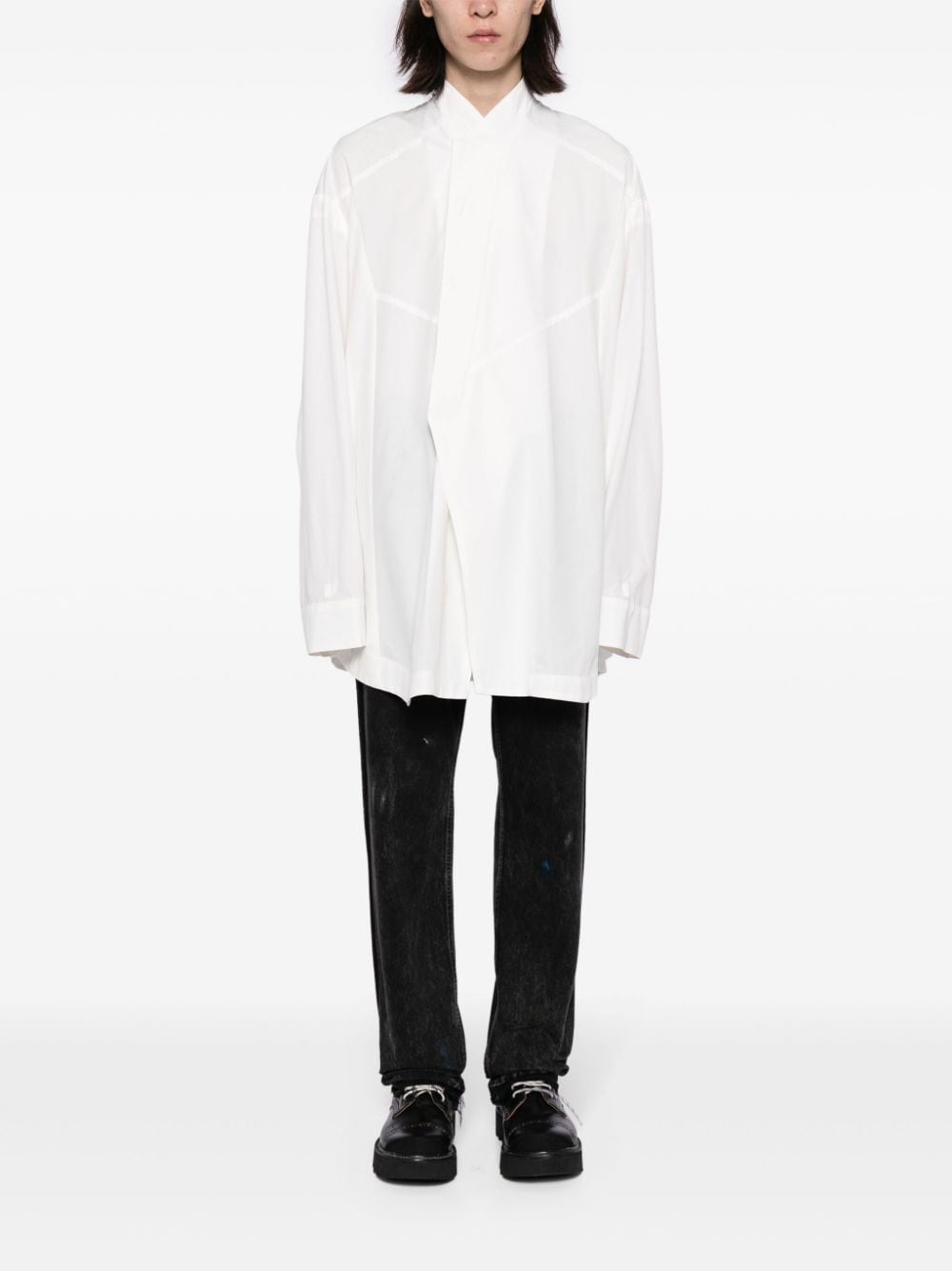 concealed-fastening cotton-blend shirt - 2