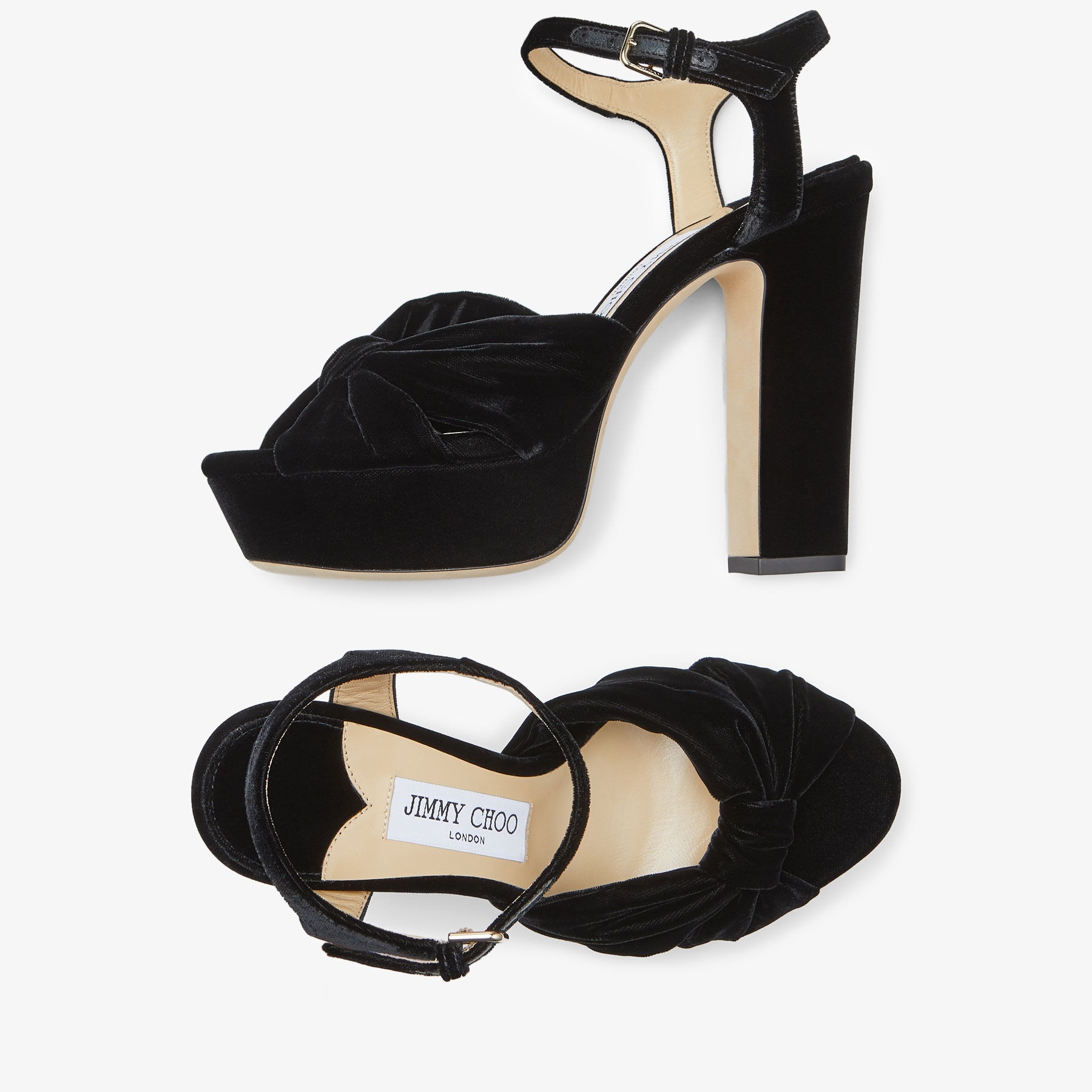 Heloise 120
Black Velvet Platform Sandals - 5