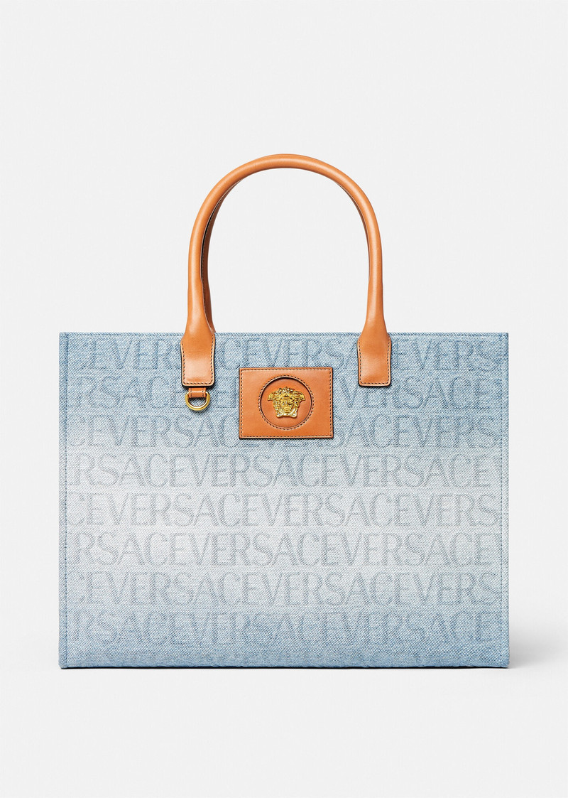 Versace Allover Large Denim Tote Bag 1