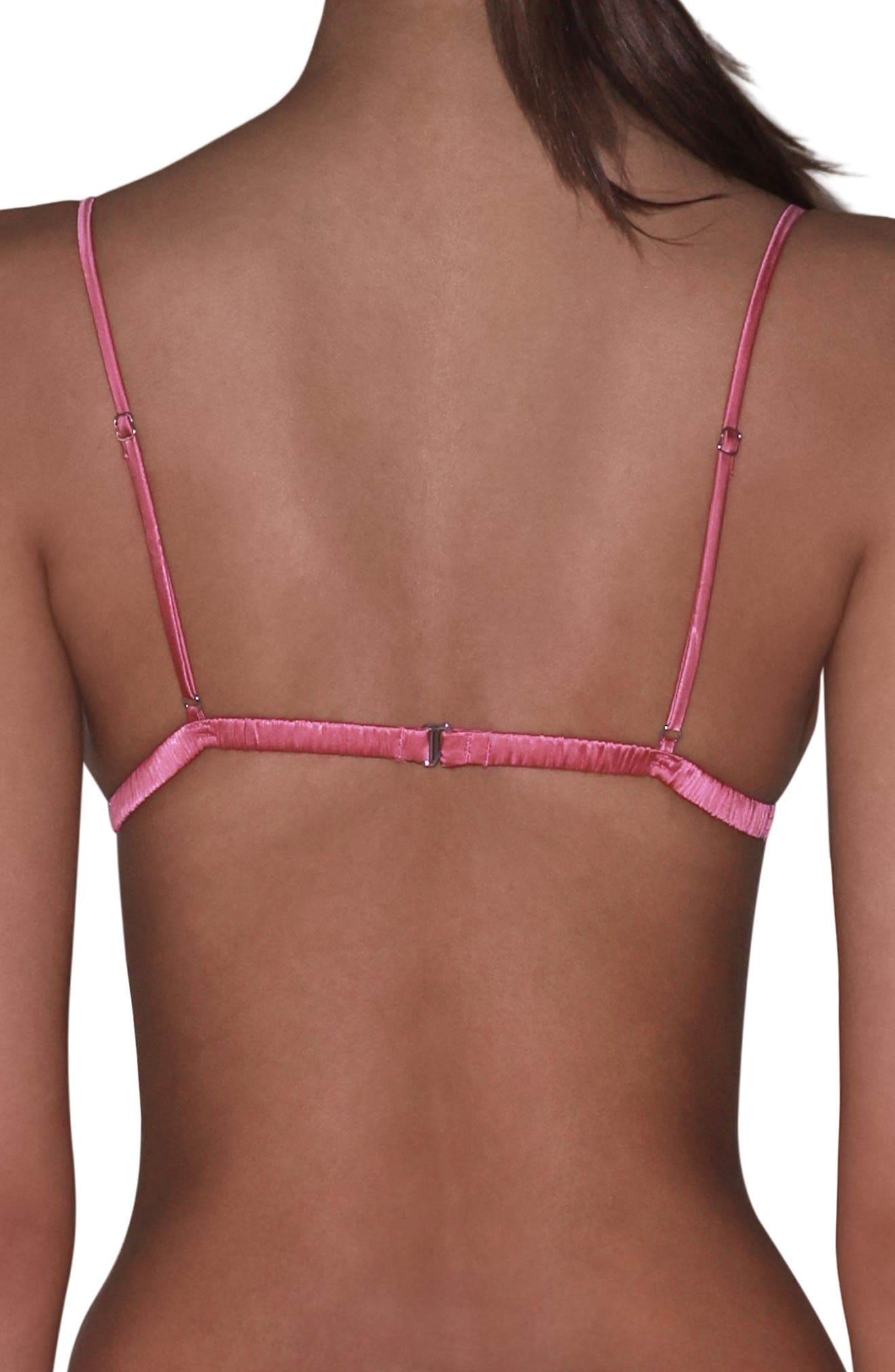 Fleur Du Mal Logo Luxe Wireless Silk Blend Triangle Bra in Pink Cadillac at Nordstrom - 2