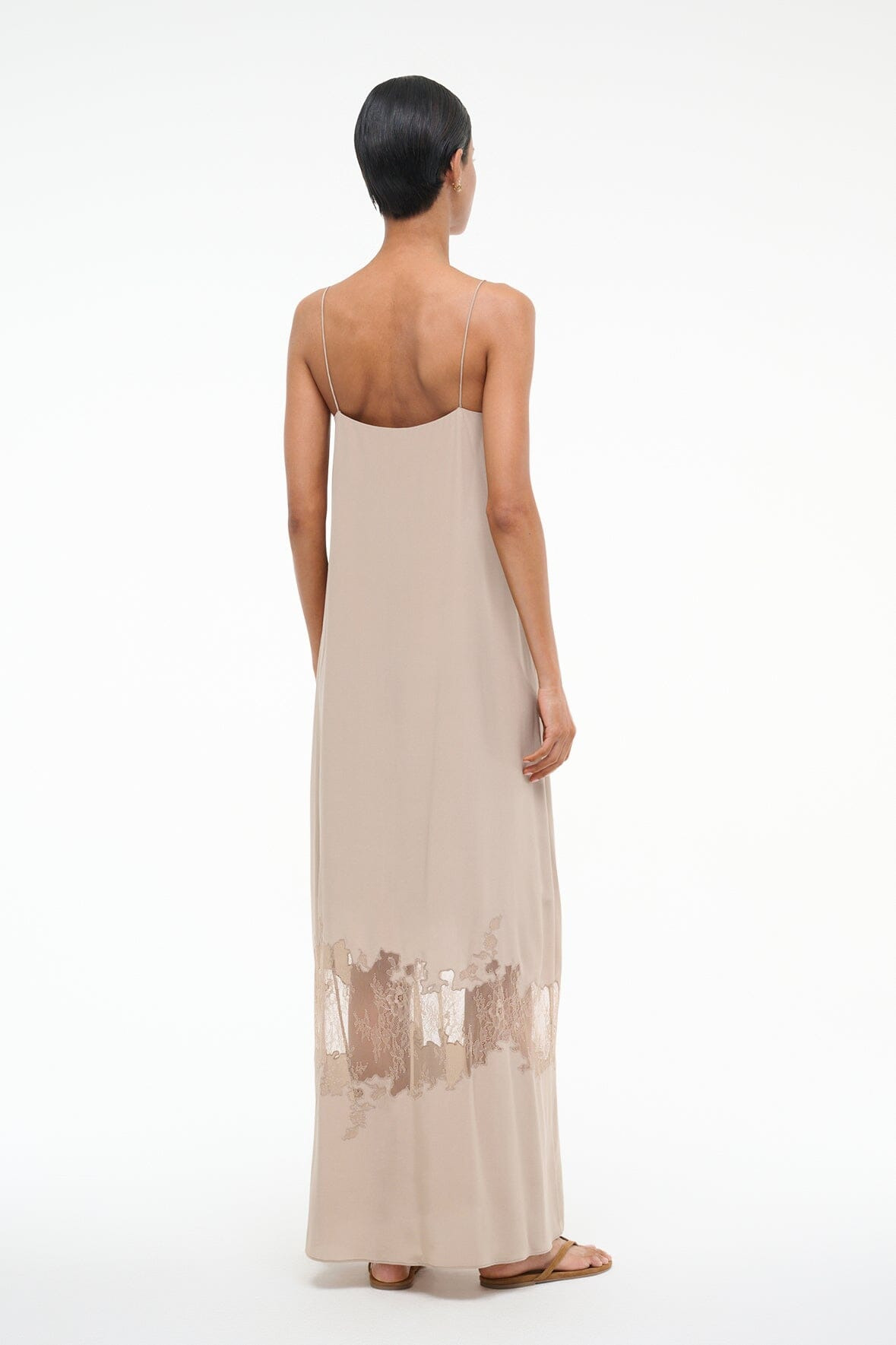 STAUD DELFINA SILK DRESS DUNE - 4