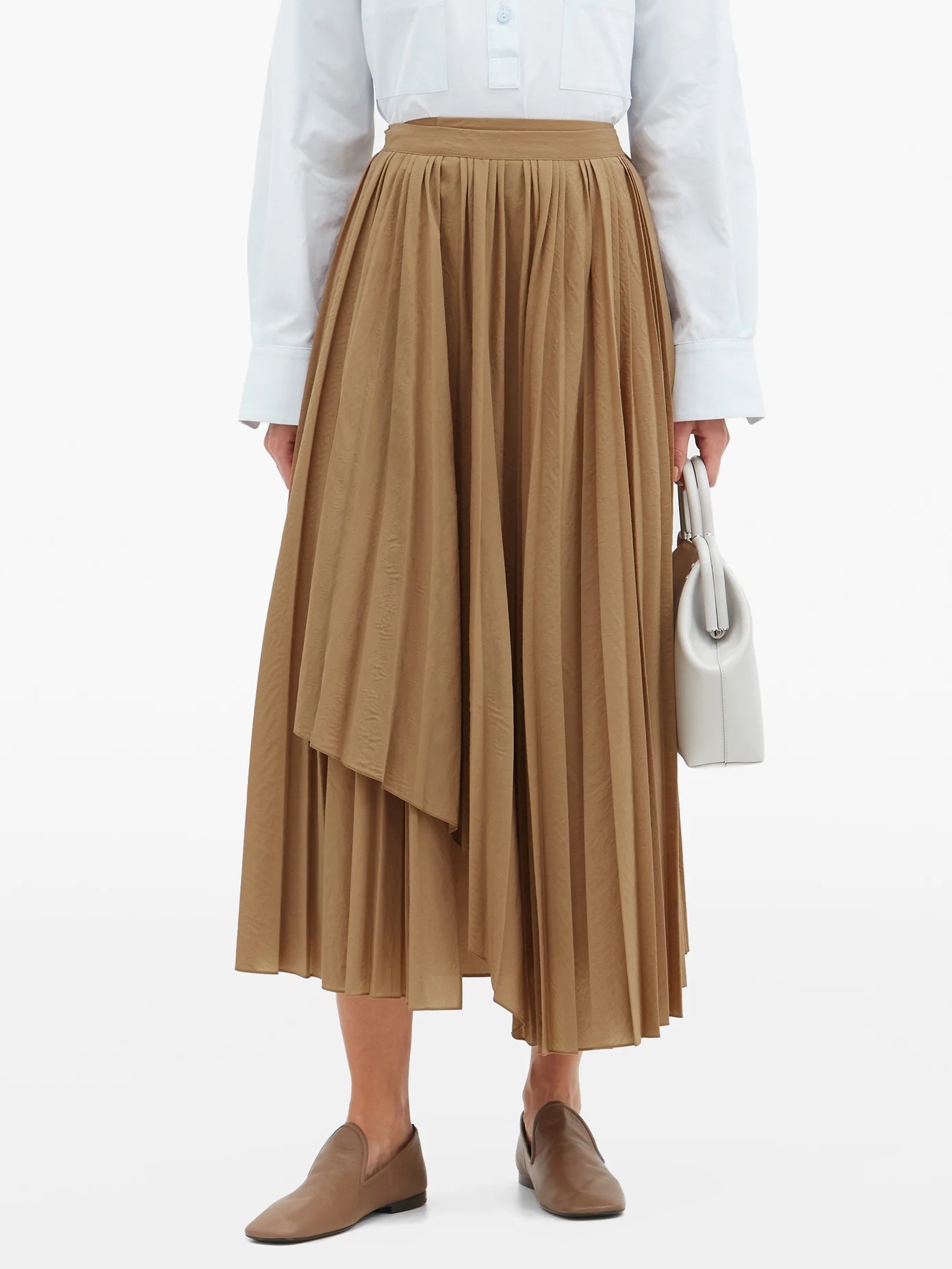 Pleated wool-blend wrap skirt - 6