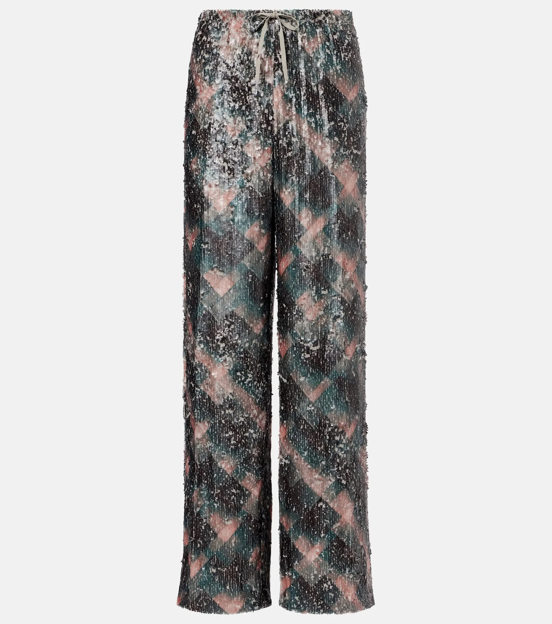 Checked sequined palazzo pants - 1
