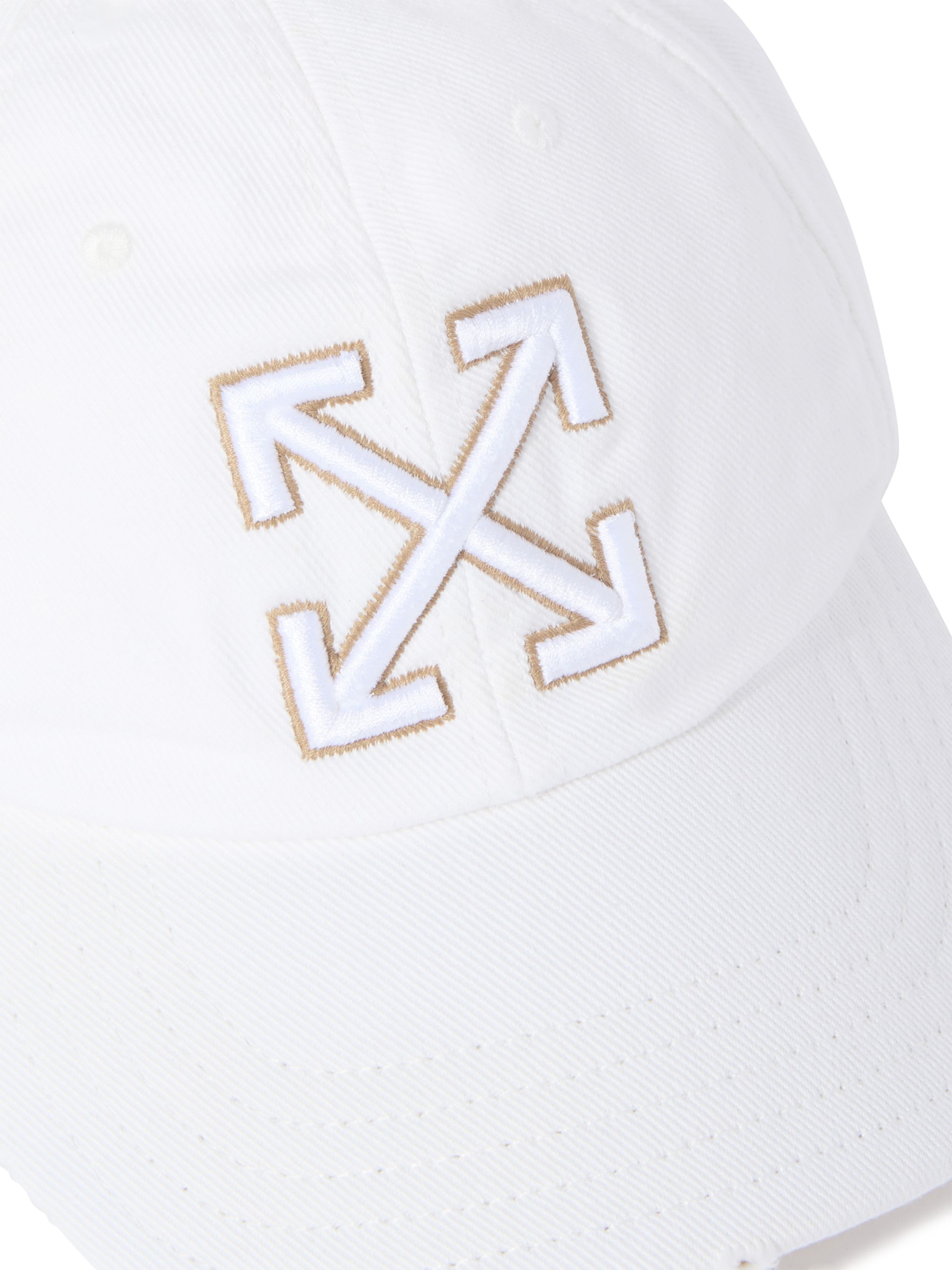 White/beige Distressed Denim Baseball Cap - 3