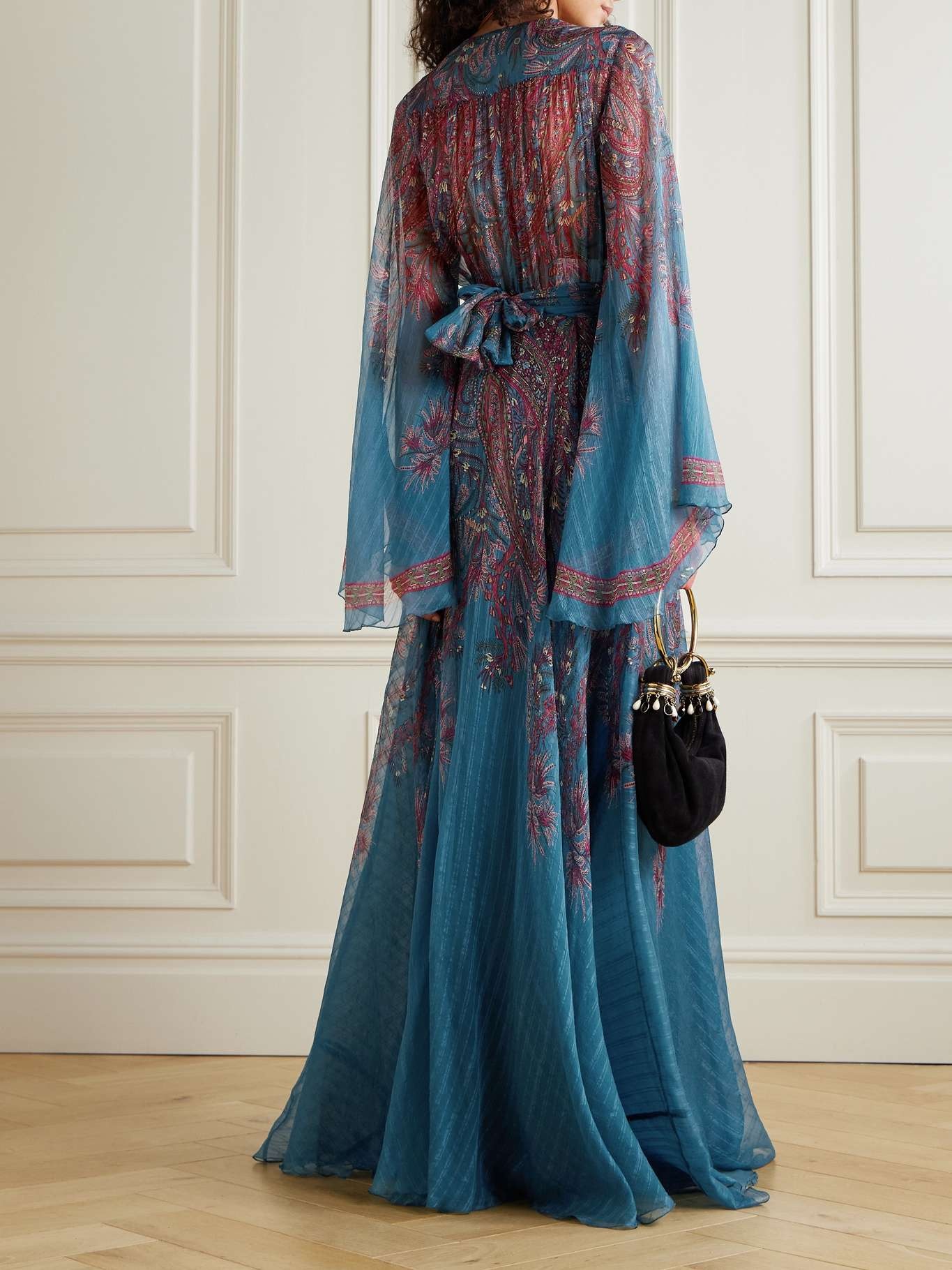 【関税&送料込】Etro Silk Paisleyna Maxi Paisley silk crêpe de chine maxi dress in blue - Etro