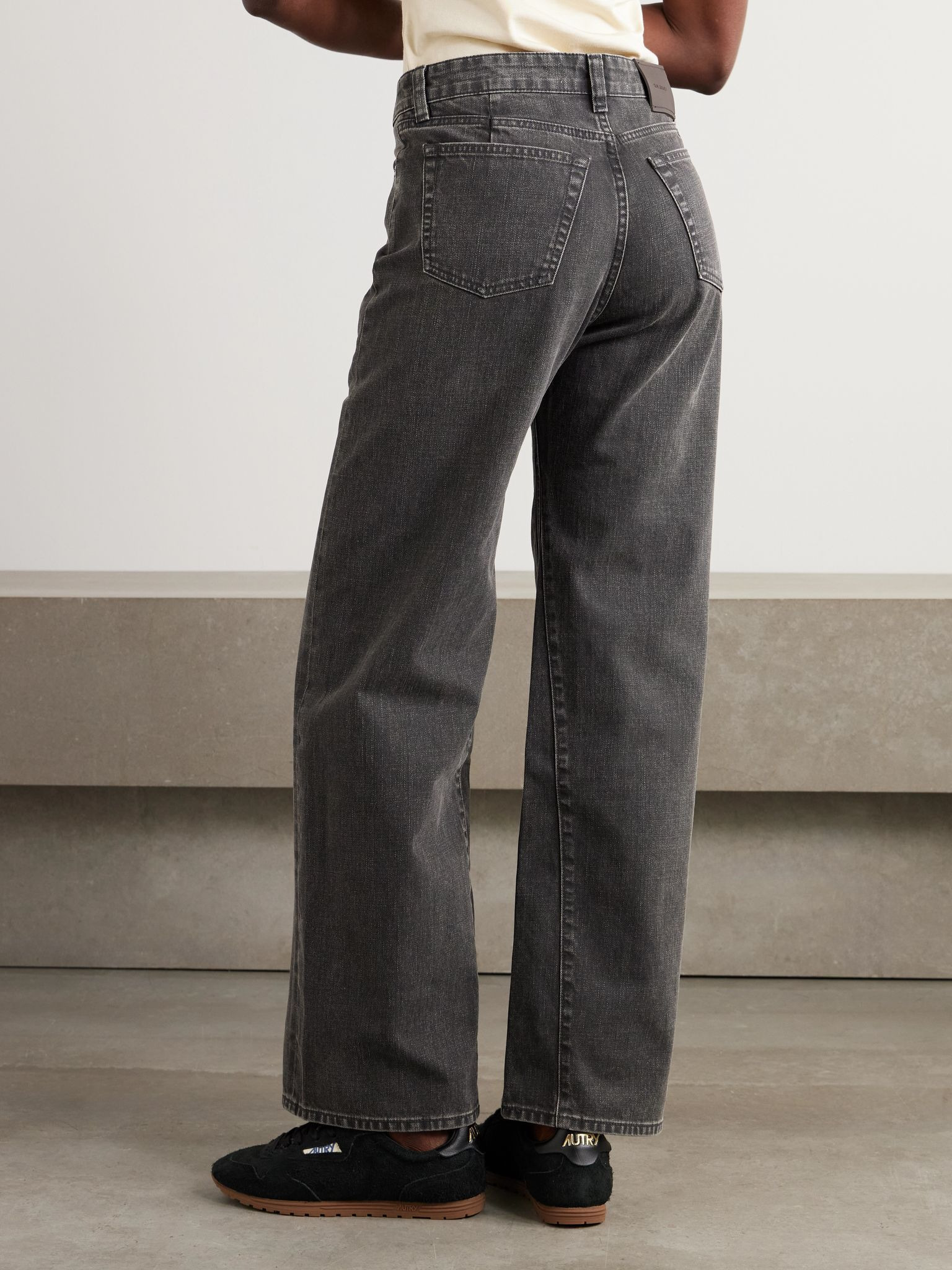 Treble Cut paneled high-rise wide-leg jeans Gray - 4