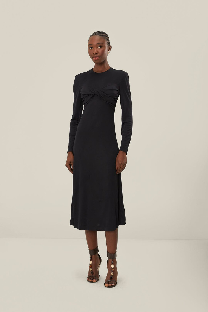 Black Twisted Cup Midi Dress 1