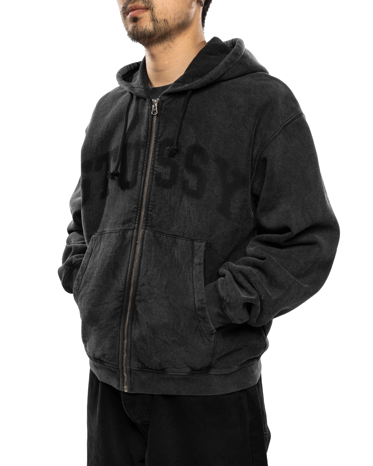 Faded Graphic Zip Hoodie Washed Black - 4