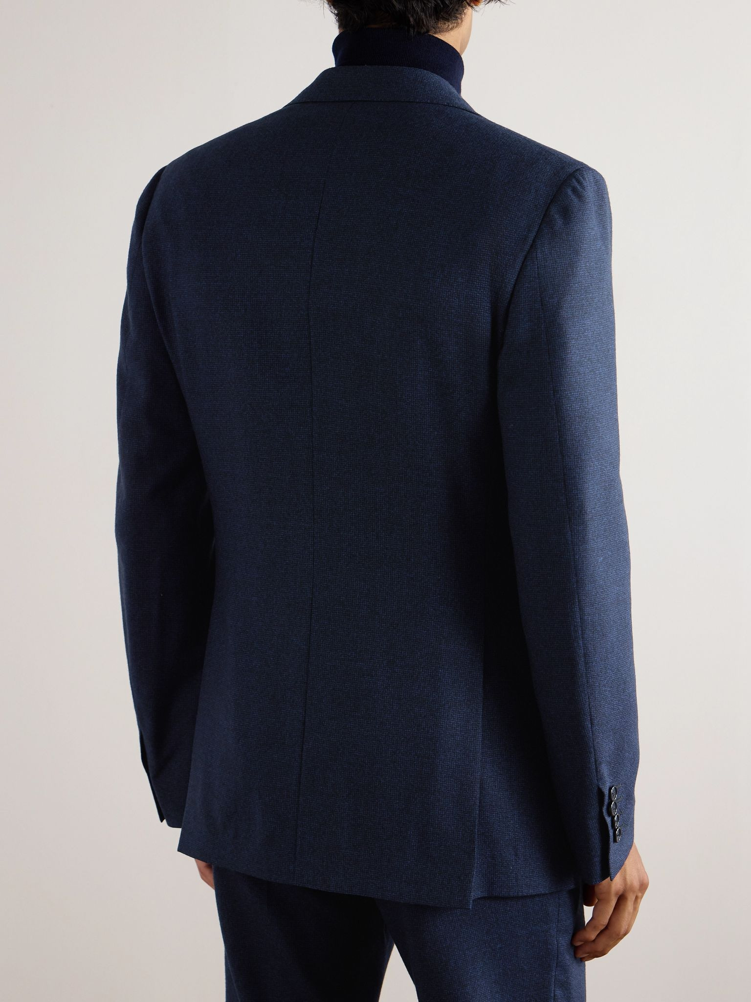 Trevi Slim-Fit Micro-Checked Wool Suit Jacket Blue - 3
