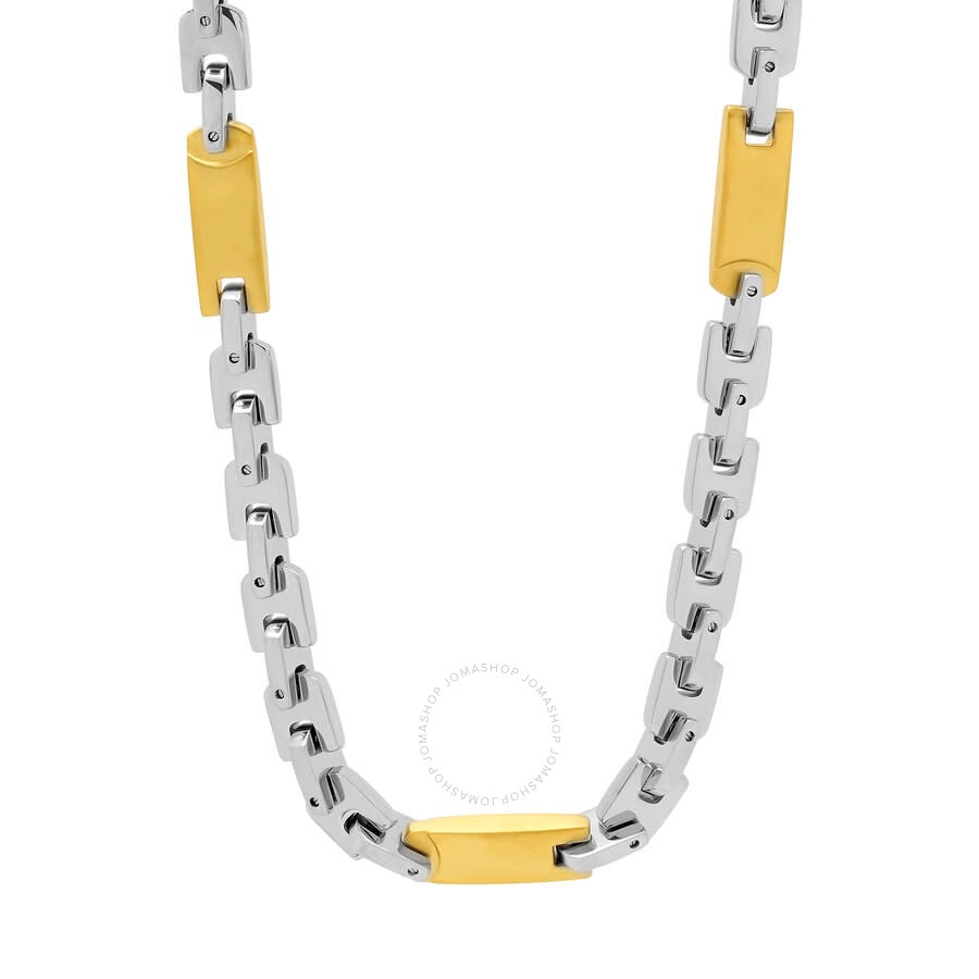 Robert Alton - Robert Alton Two-Tone Stainless Steel Link Bracelet with Yellow Finish - 4