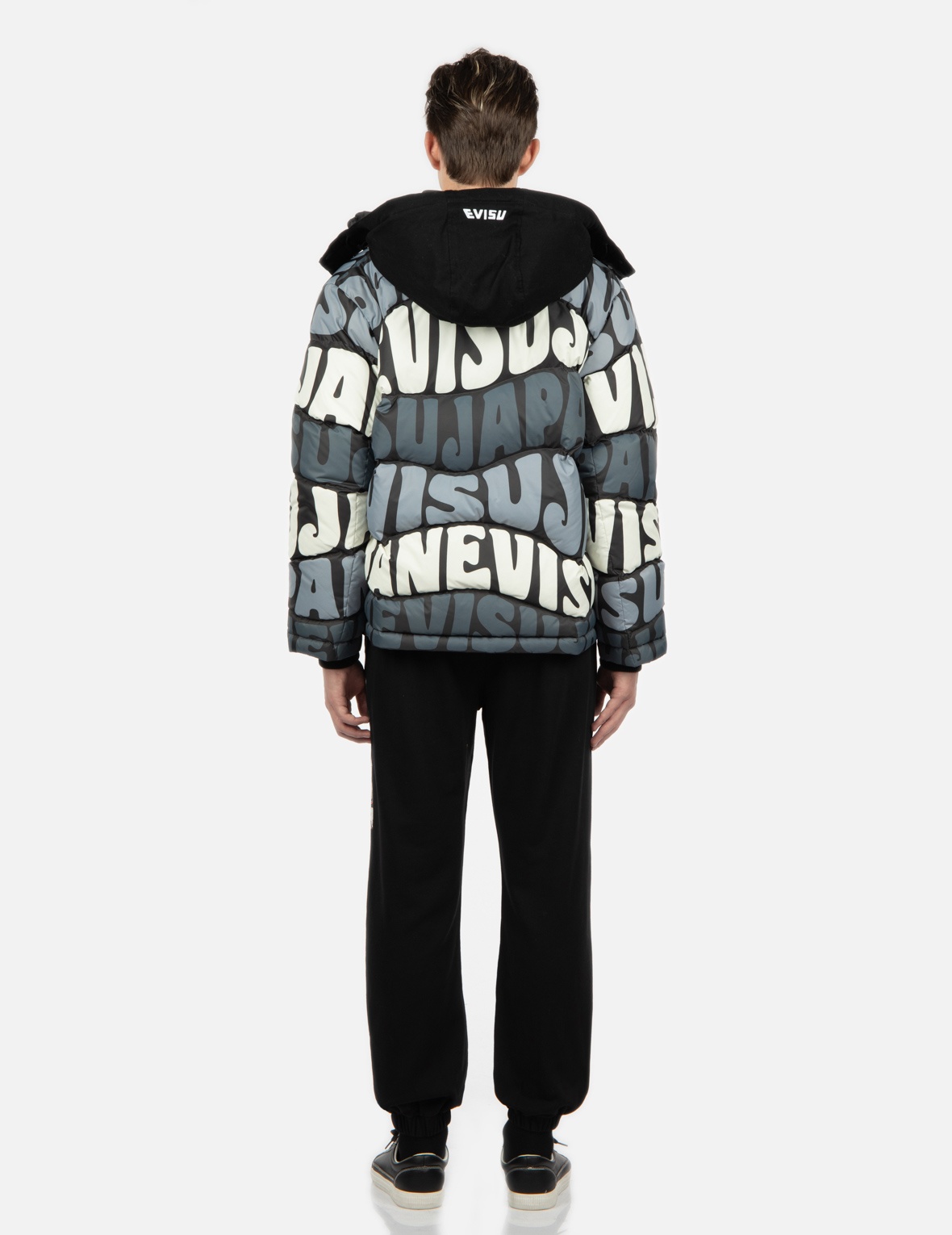 ALLOVER WAVY TEXT PRINT DOWN JACKET - 6