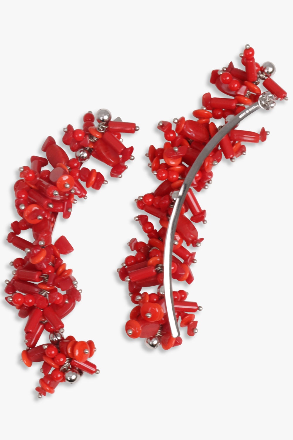 EMBROIDERED DROP EARRINGS | RED/SILVER - 2