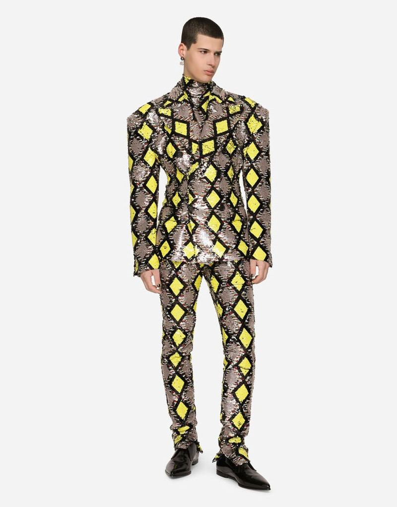 Double-breasted jacket with sequined diamond-design 4