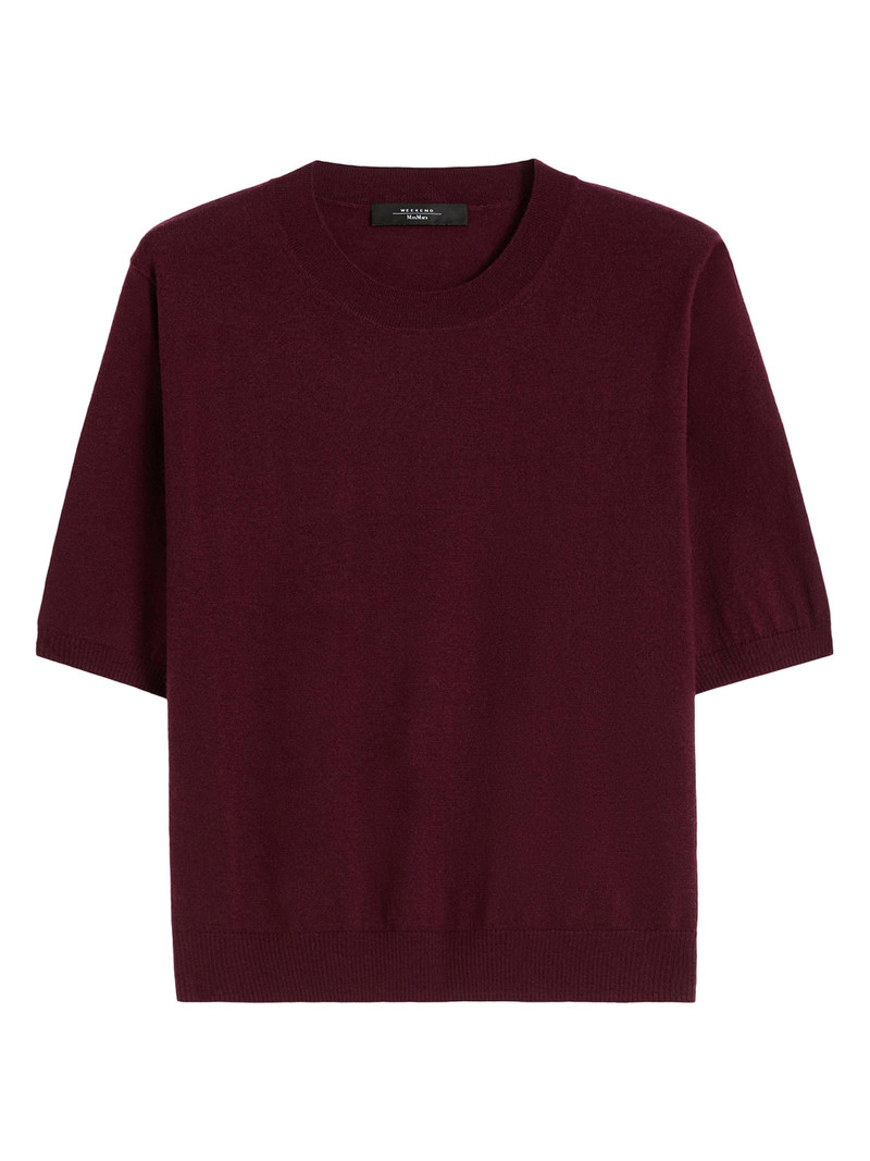 Women's Regular Fit Wool and Cashmere Sweater - Bordeaux 1