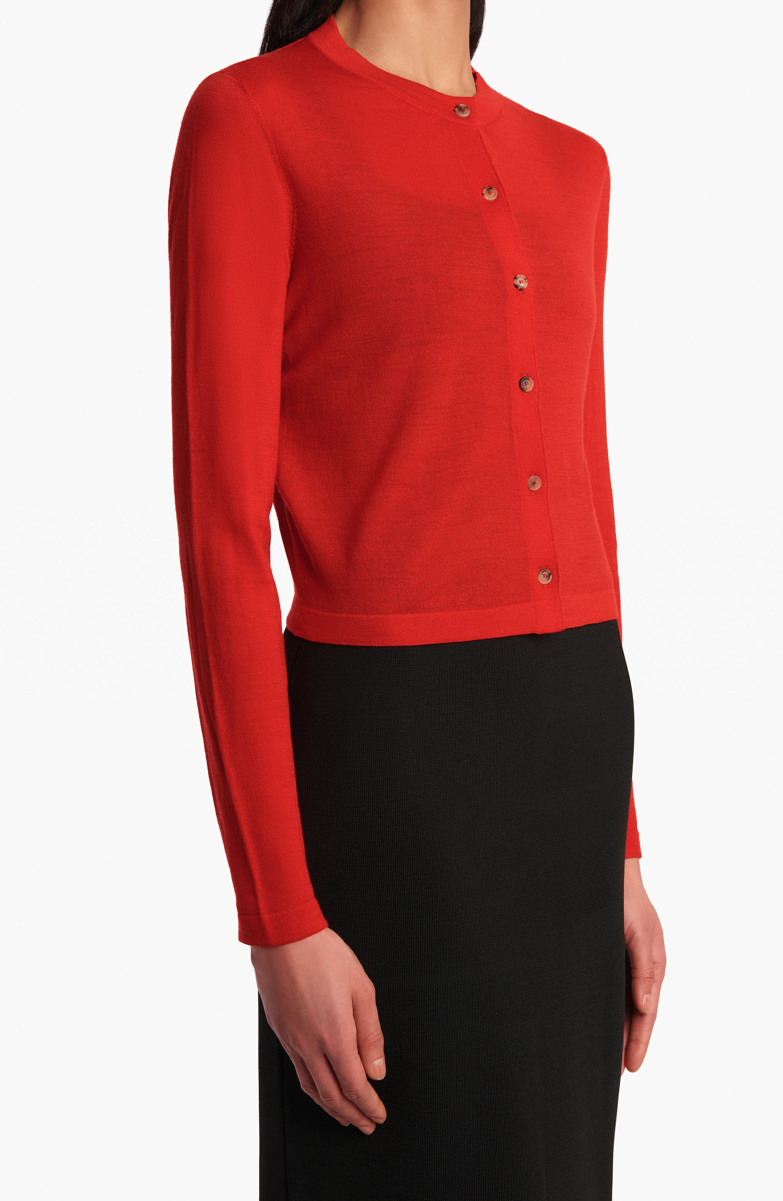 Khaite Brieta Merino Wool Blend Cardigan in Fire Red at Nordstrom - 3