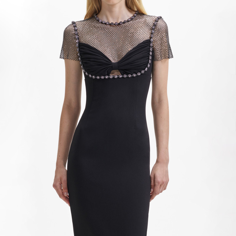 Black Crepe And Hotfix Midi Dress 4