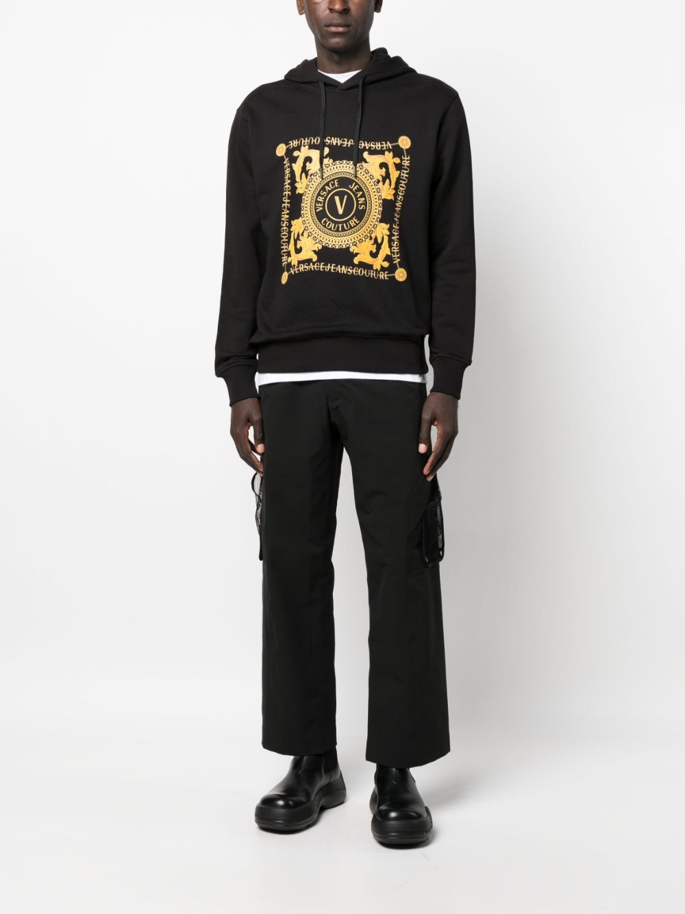logo-print cotton hoodie - 2