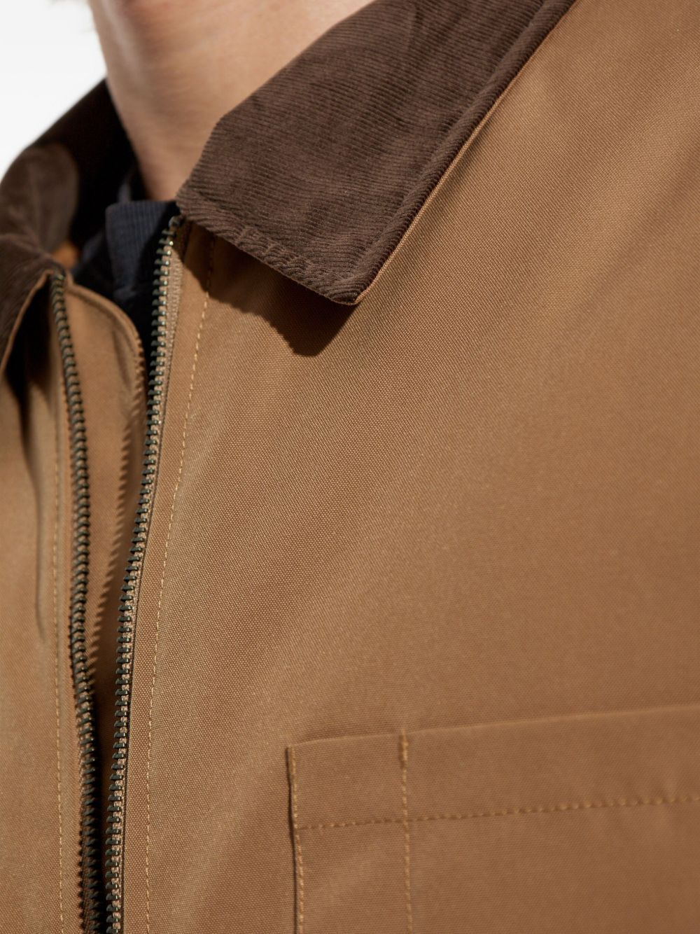 corduroy-collar zip-front jacket - 5