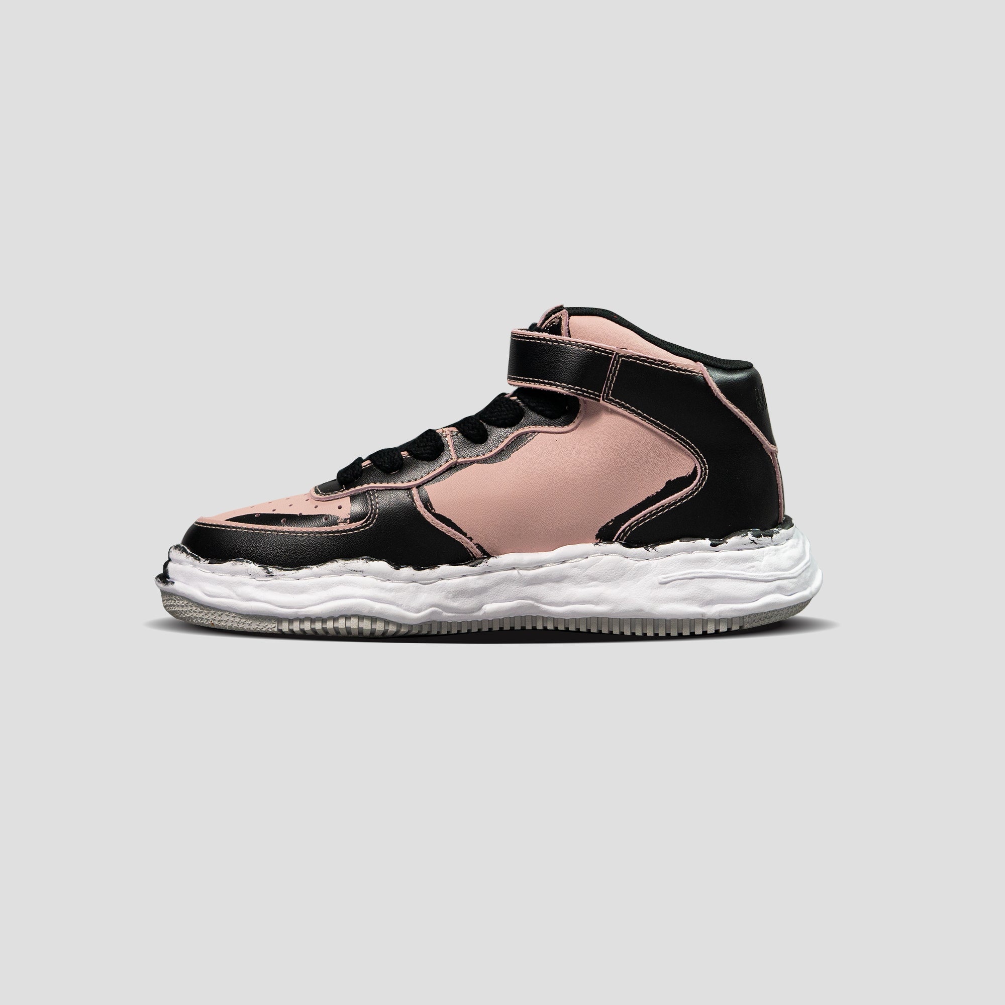 WAYNE OG SOLE MID-TOP PAINTED LEATHER SNEAKERS - 4