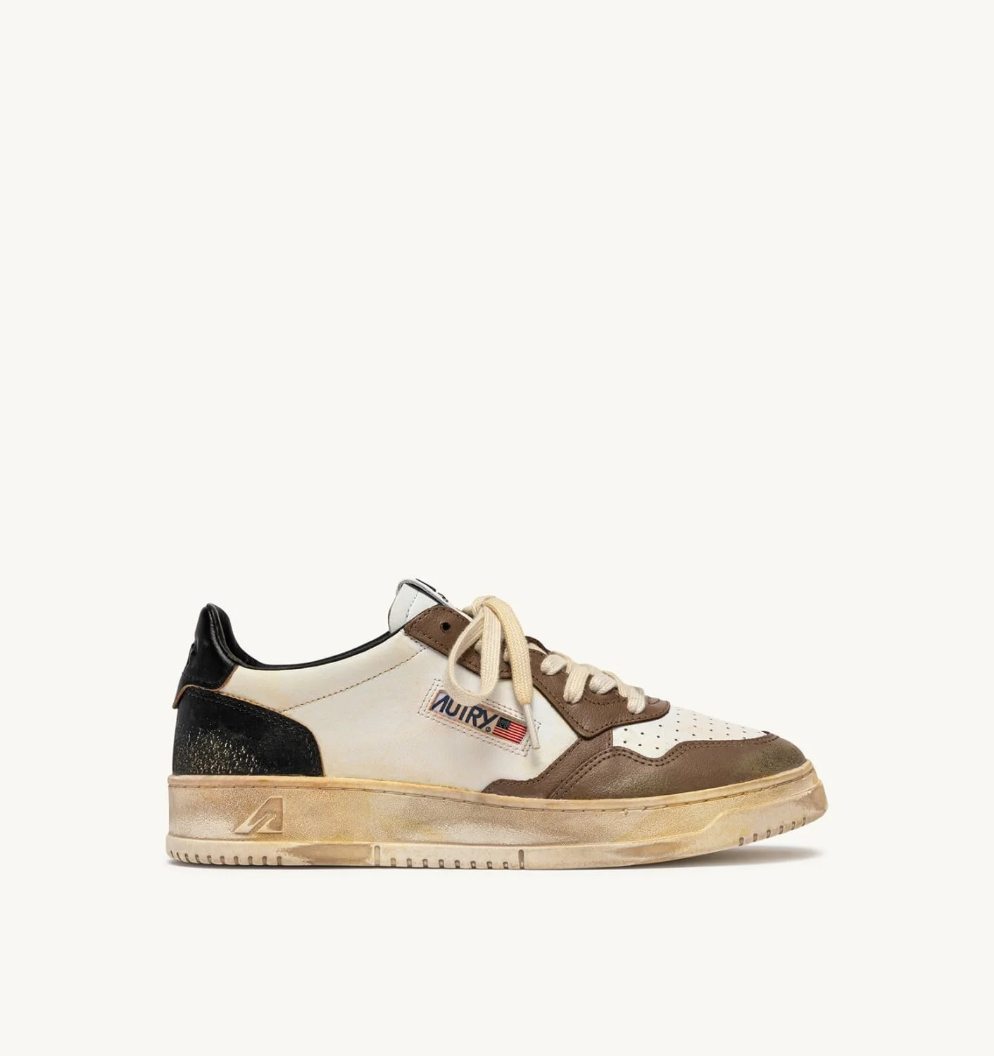 MEDALIST LOW SUPER VINTAGE SNEAKERS IN WHITE, BLACK AND MALT LEATHER - 1