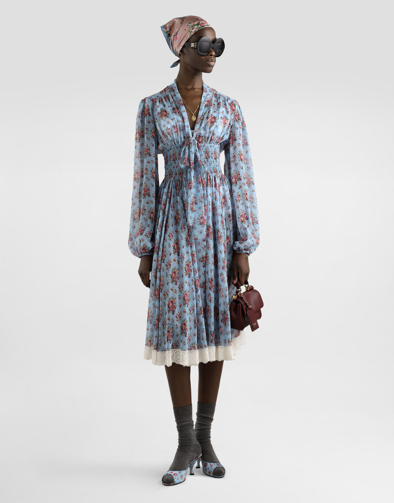 Dolce & Gabbana Small flower bouquets-print chiffon dress outlook