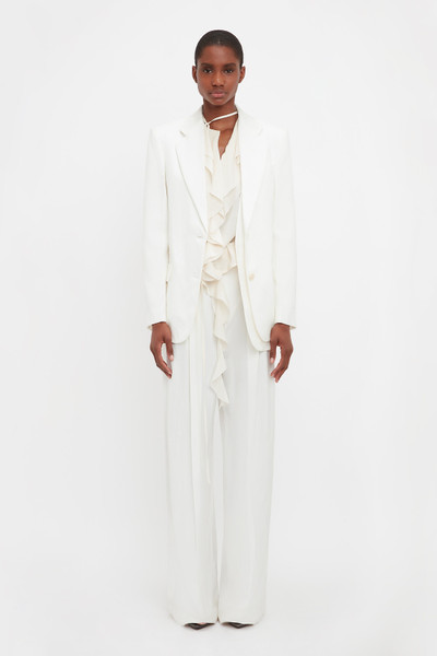 Victoria Beckham Asymmetric Double Layer Jacket in White outlook