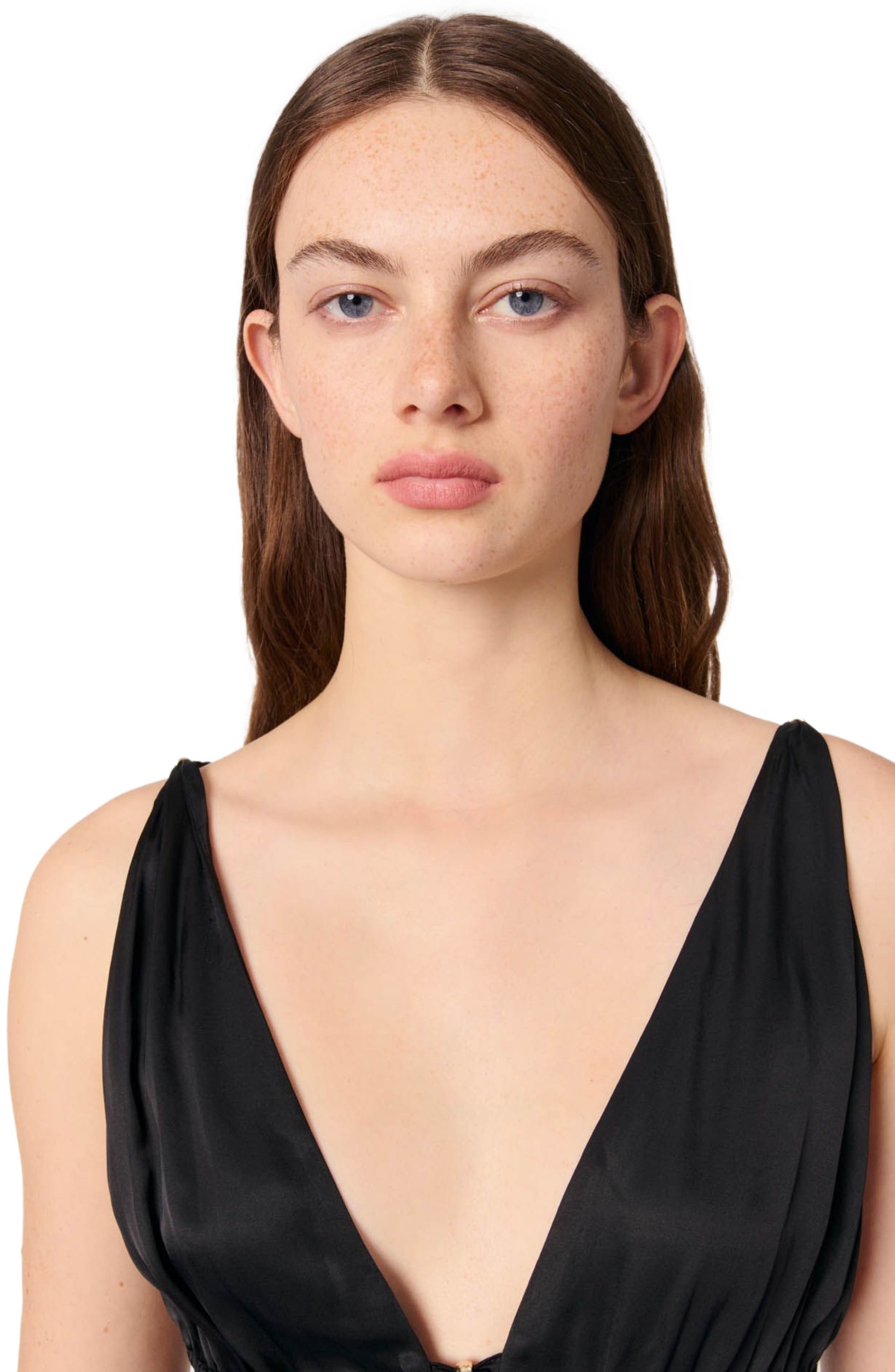 maje Openwork satin-effect dress in Black at Nordstrom - 5