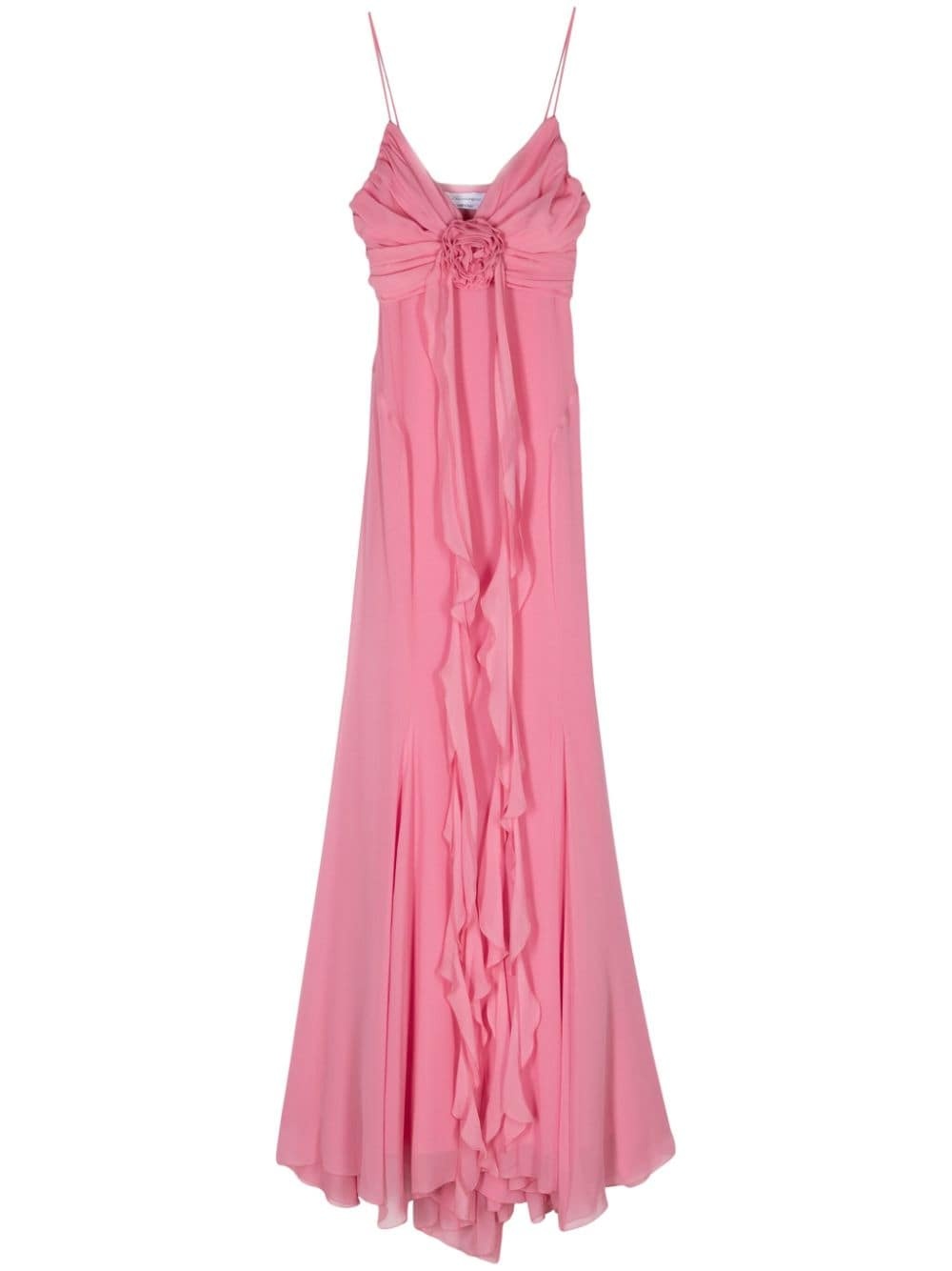rose-appliquÃ© silk gown - 1