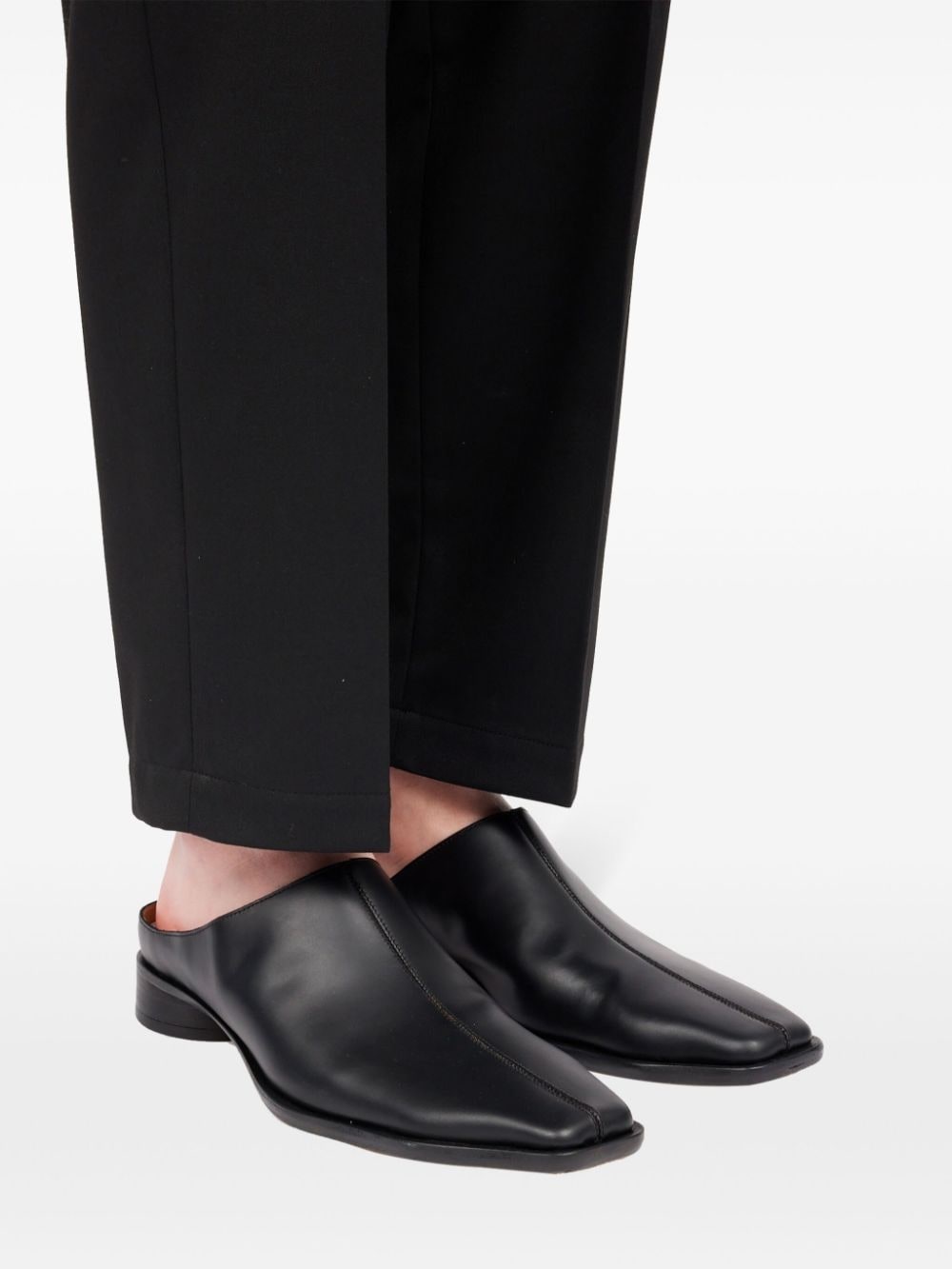 square-toe leather slippers - 6
