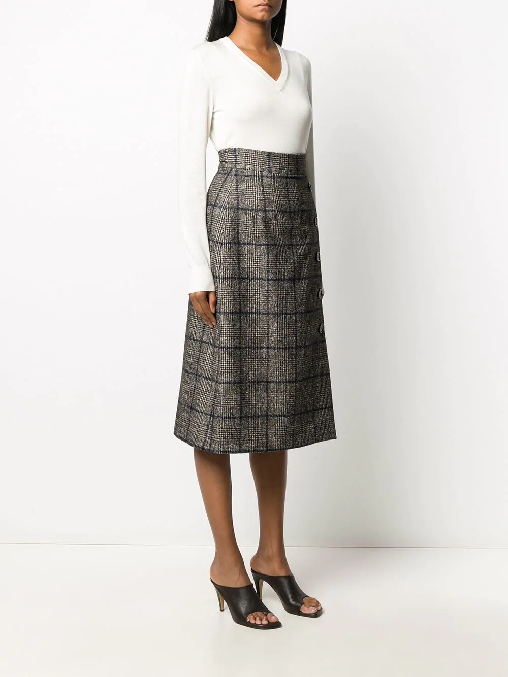 checked tartan wrap skirt - 3