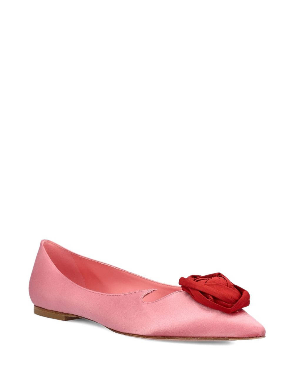 rose-embellished pointed-toe flats - 2