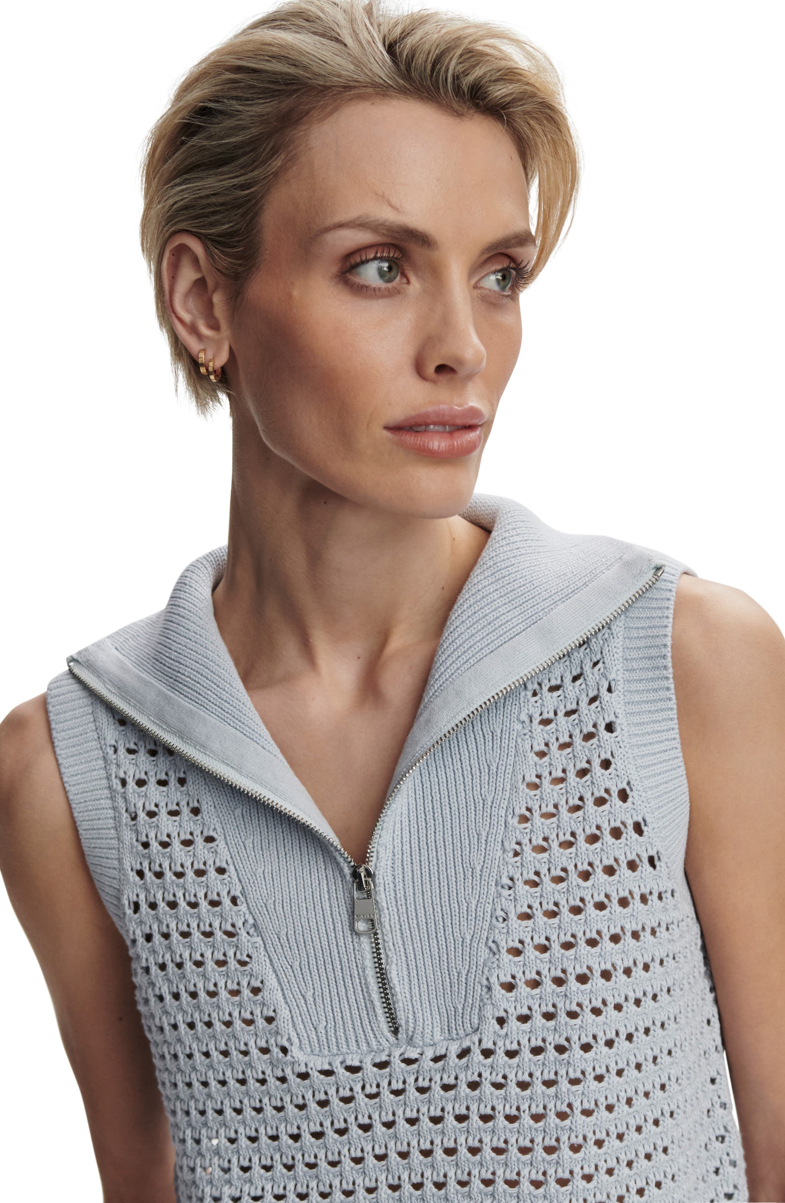 Varley Bains Half Zip Sweater Tank in Plein Blue at Nordstrom - 4