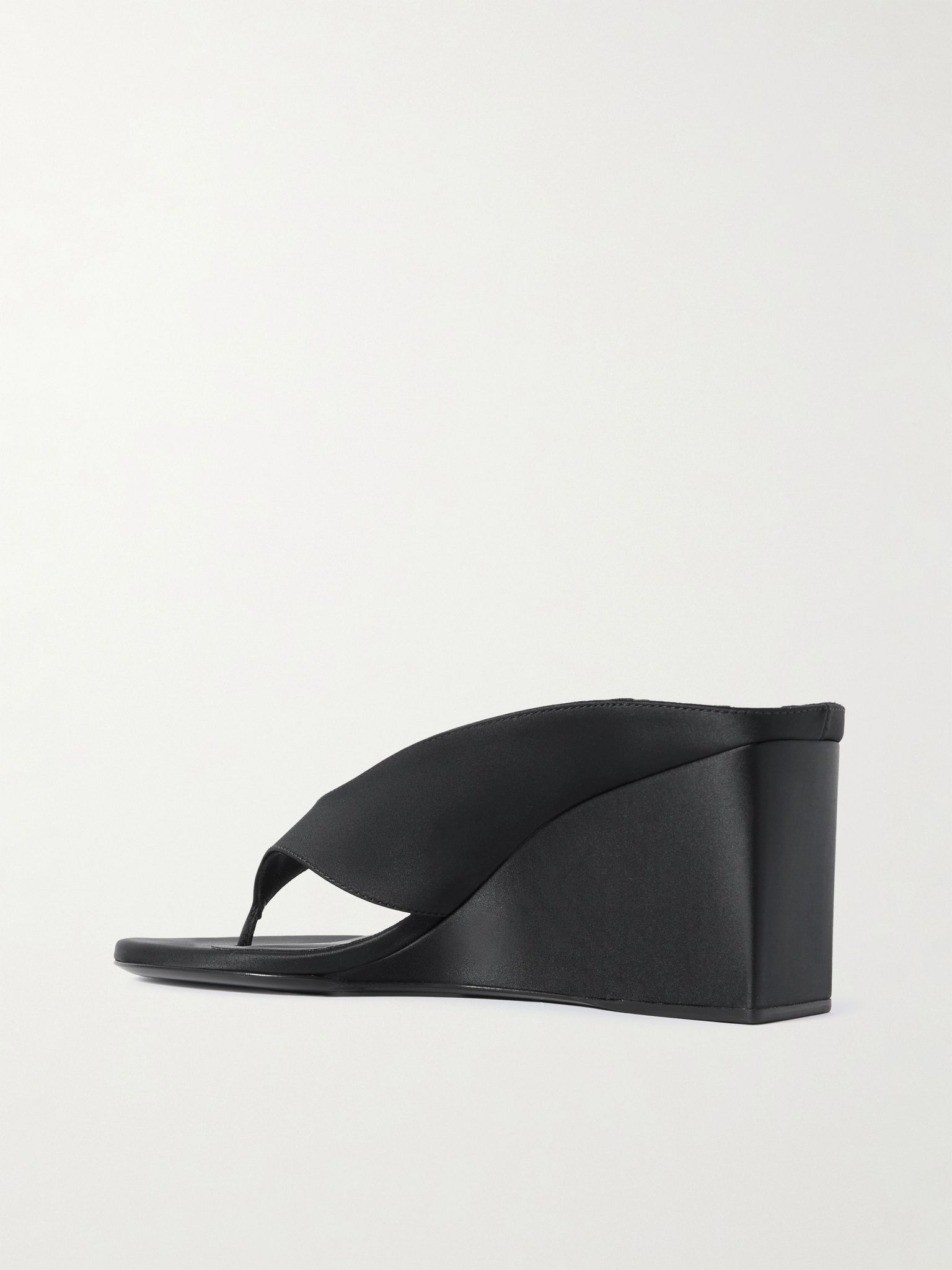 Satin wedge sandals Black - 3