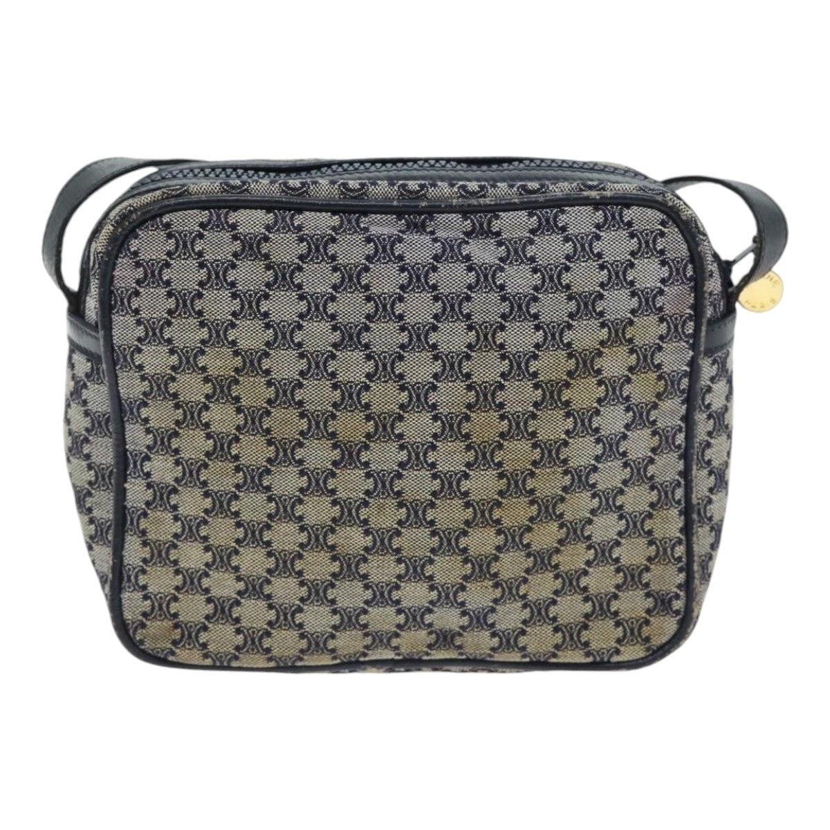 CELINE Macadam Canvas Shoulder Bag Navy Gold - 2